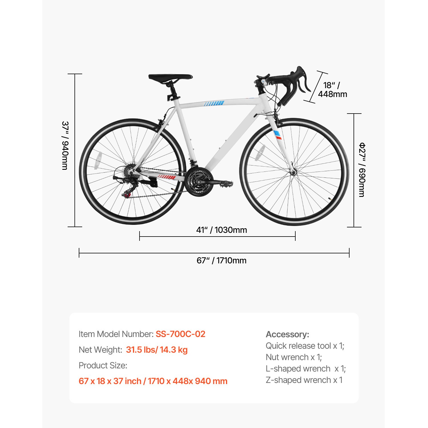 BC Stream DR（21-22） 162w RIDER’S SPEC VEVOR Road Bike 700C Wheels Racing Bike SHIMANO 21 Speeds