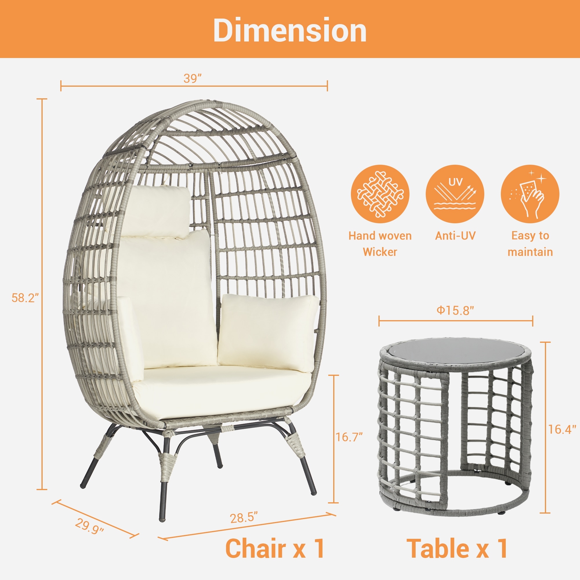SANSTAR L-JDC61BE-3P Patio-Conversation-Sets - View #2