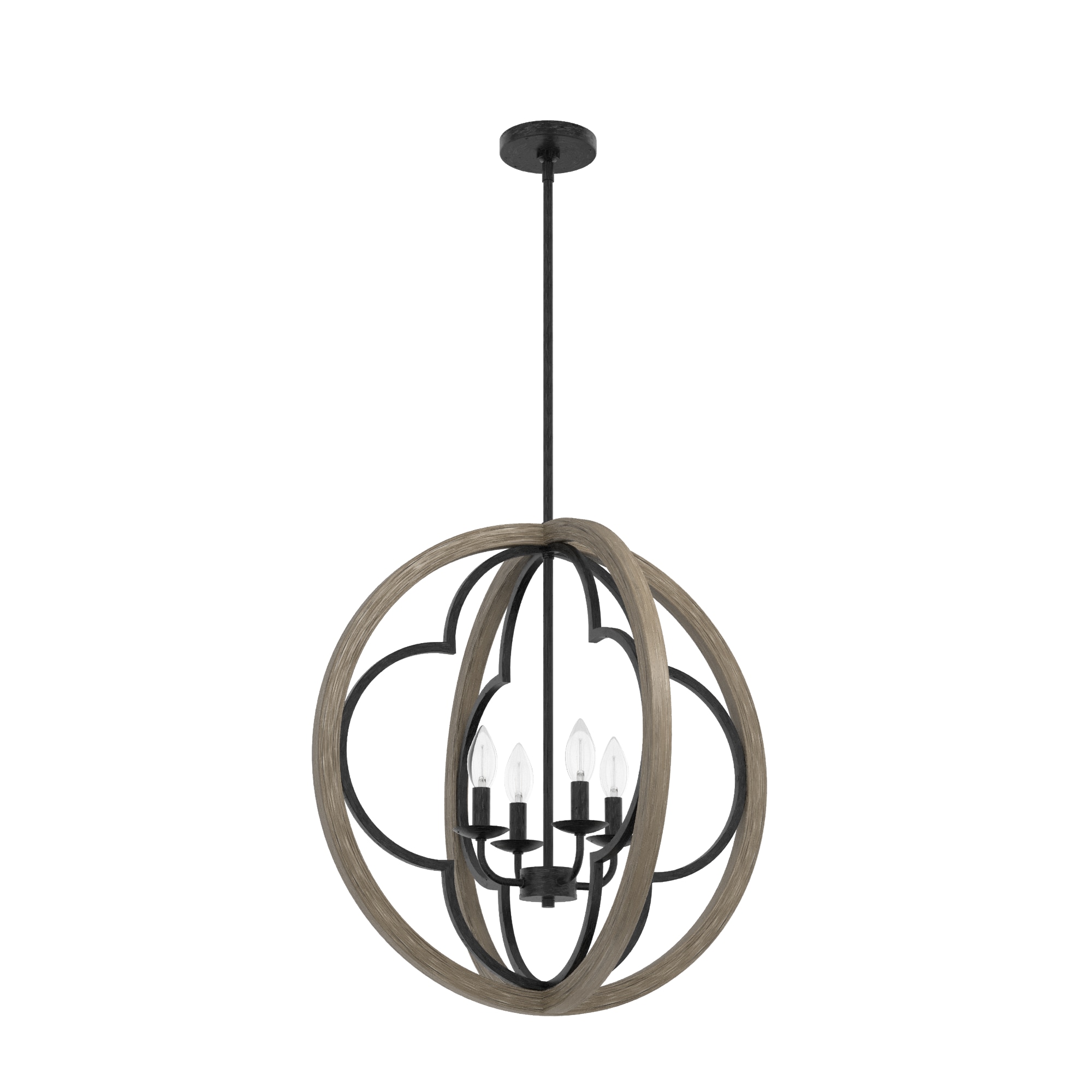 Hunter 19097 Gablecrest 4-Light French Oak Transitional Geometric LED Hanging Pendant Light