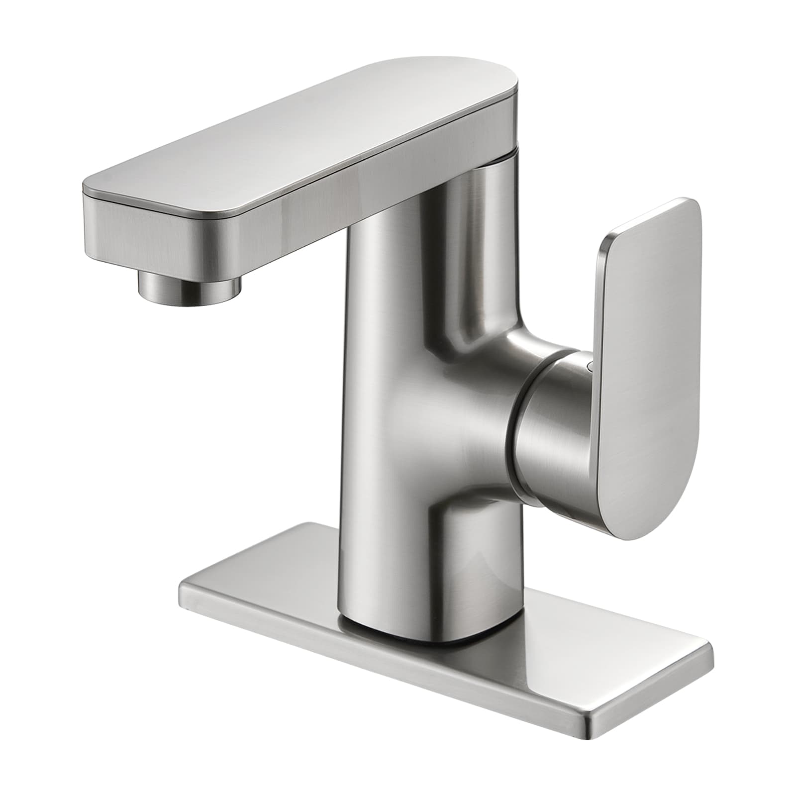 Cobbe LSBFQ0201N Nickel Single hole 1-handle Low-arc Residential Handle Bathroom Sink Faucet with Drain with Deck Plate
