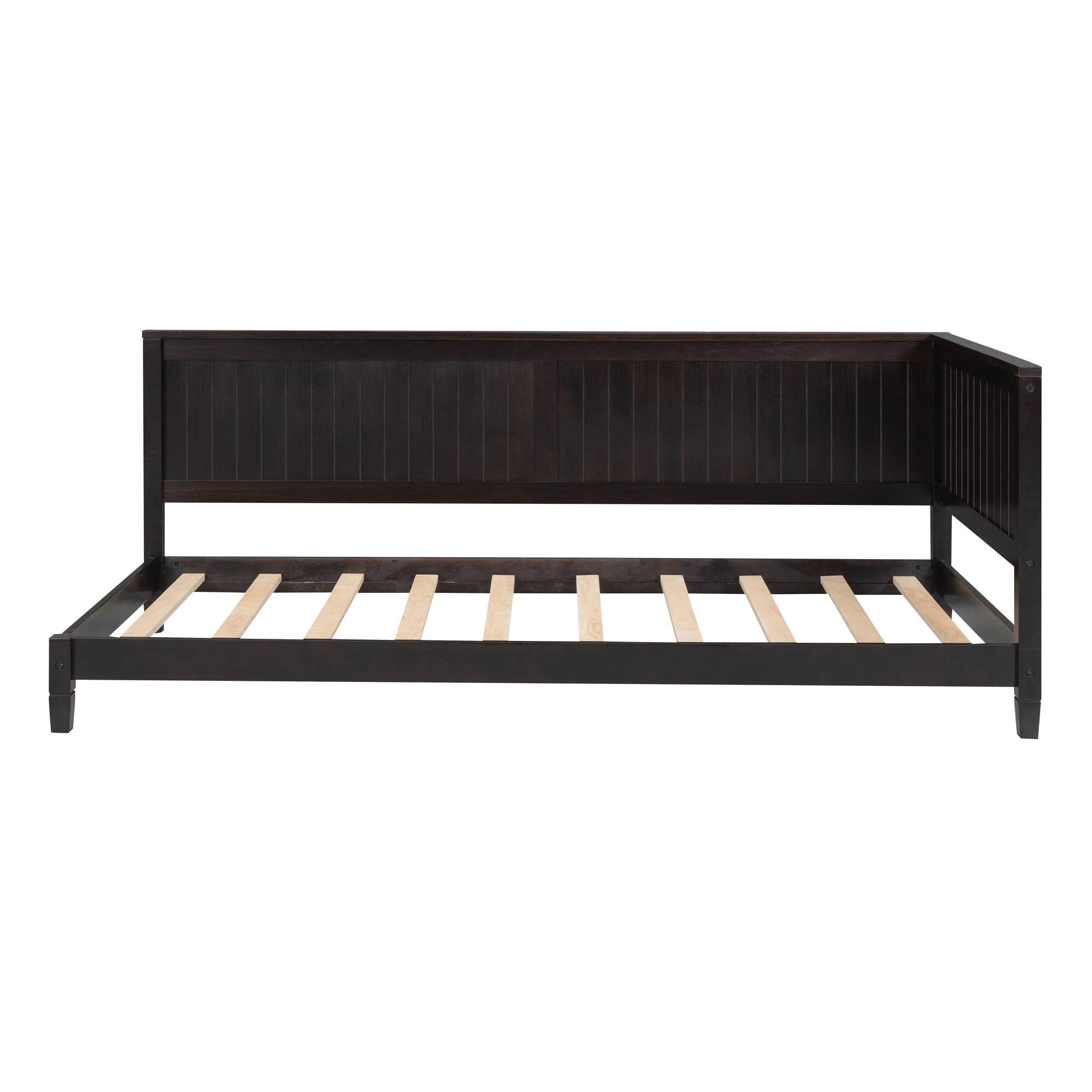 Yiekholo Contemporary Espresso Twin Daybed with Wood Frame and Low ...