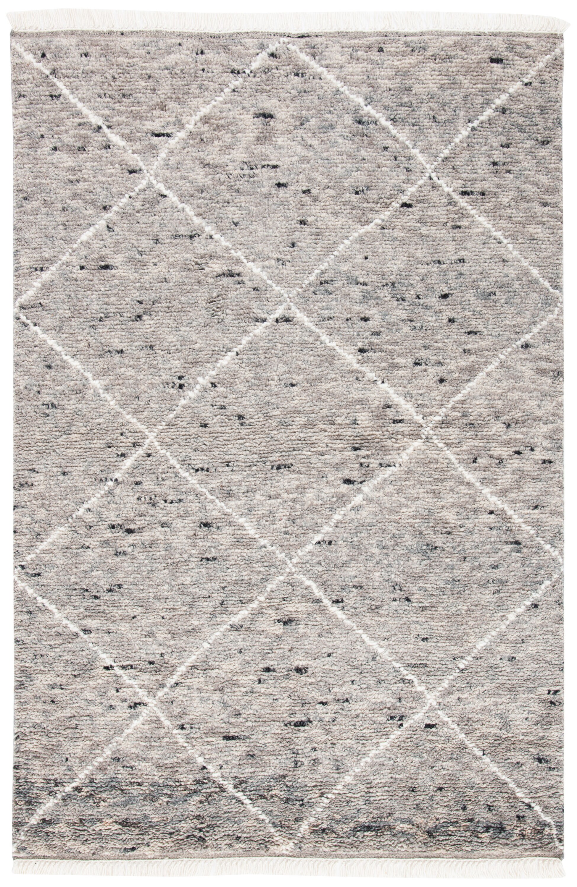 Safavieh CSB543F-4 Casablanca Belona 4 x 6 (ft) Knotted Wool Gray/Ivory Rectangular Indoor Geometric Farmhouse/Cottage Area rug