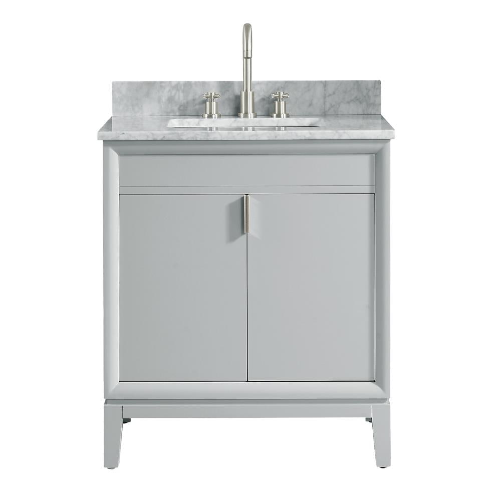 Avanity EMMA-VS31-DG-C Emma 31-in Dove gray Undermount Single sink Bathroom Vanity with Carrera white Natural marble Top