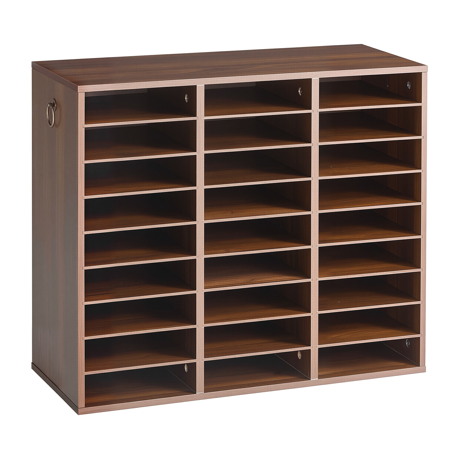 VEVOR Wood Literature Organizer 27 Compartments Office Mailboxes Brown Countertop Literature Sorter for Files Documents Papers with Adjustable Shelves for Office Home Classroom Organization