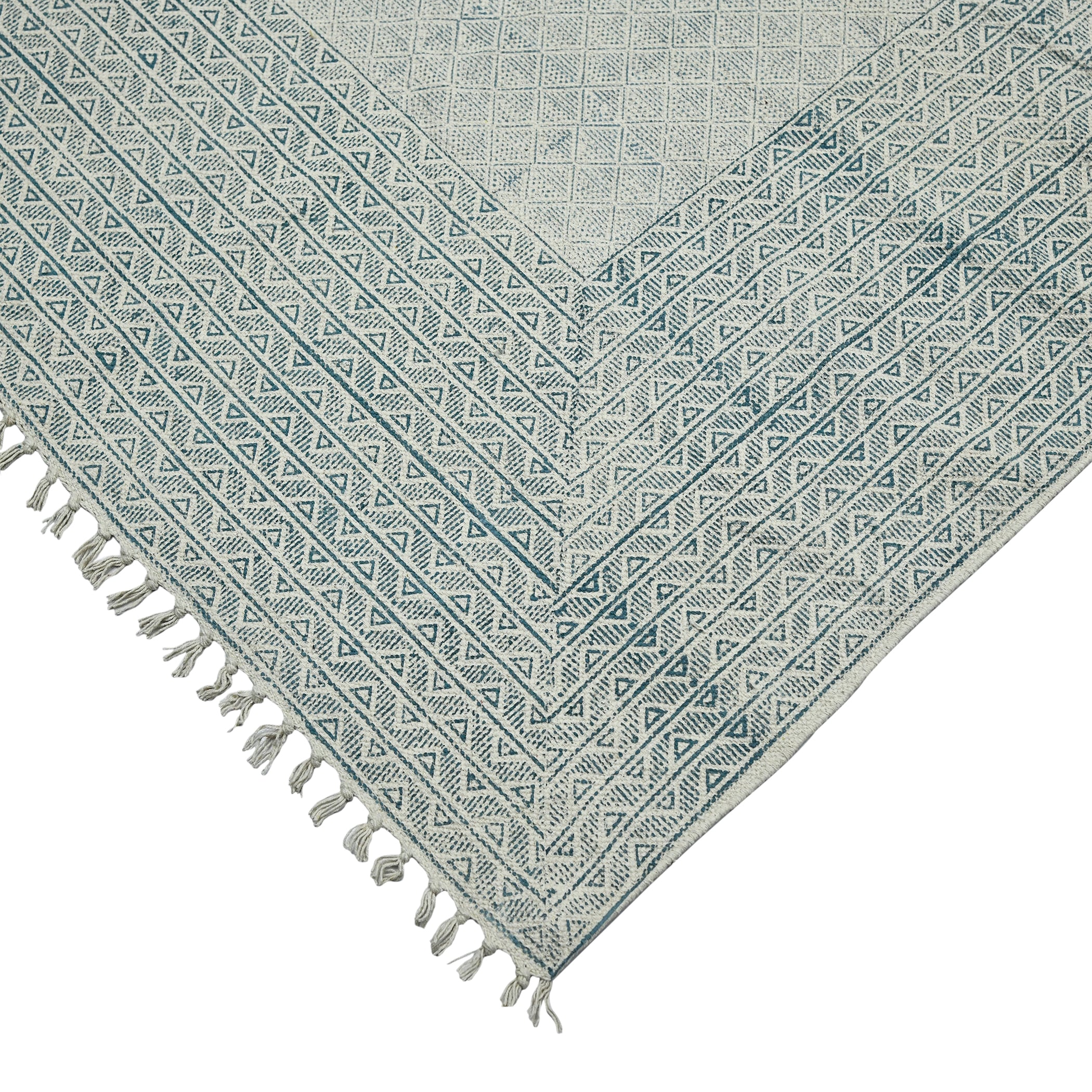 Dune Estra Blue Geometric Cotton Flatweave Rug