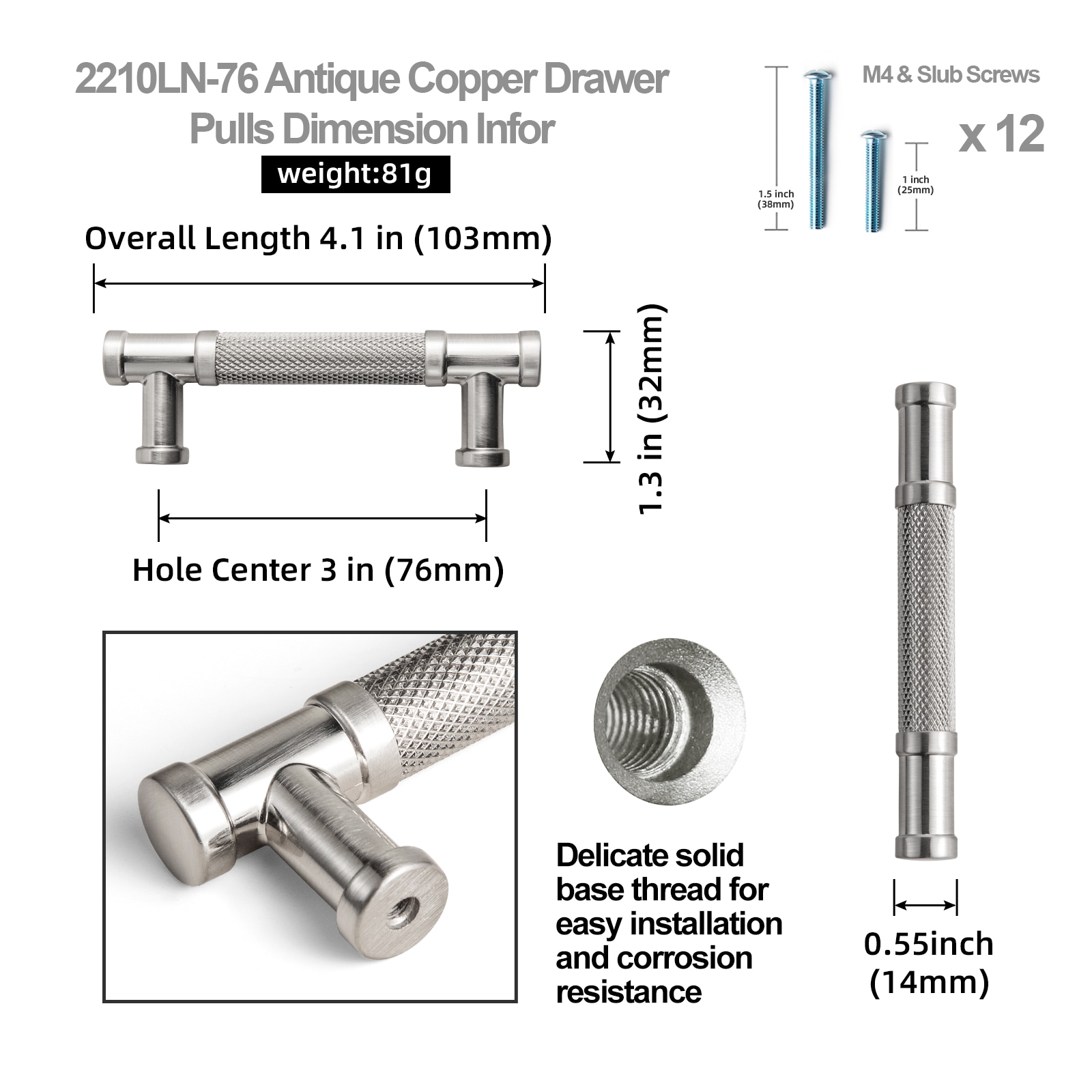 Miaokesen 2210LN-76 Cabinet-Pulls - View #2