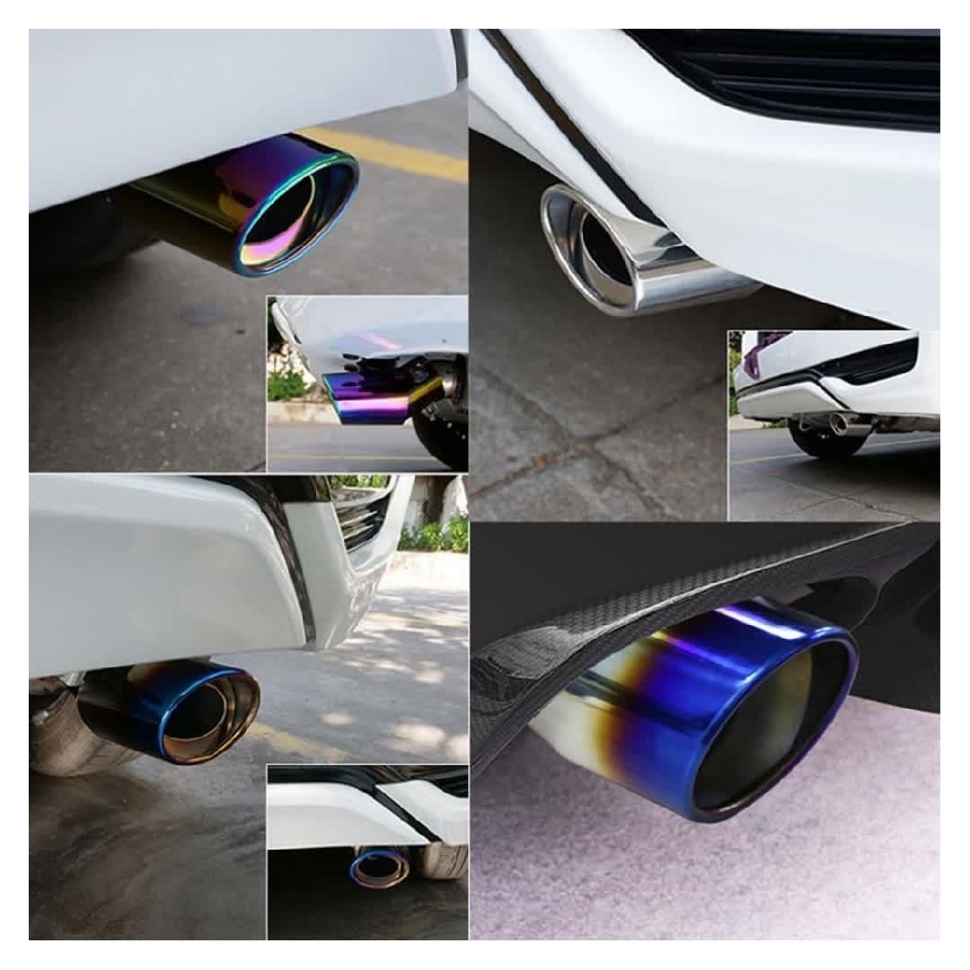 Qeetex NL-FQZAP-MIABBHPS 1PC Stainless Steel 63mm Car Exhaust Tip Muffler Muffler Pipe Universal Auto Tail Pipe Modification Accessory-Silver Curved Design
