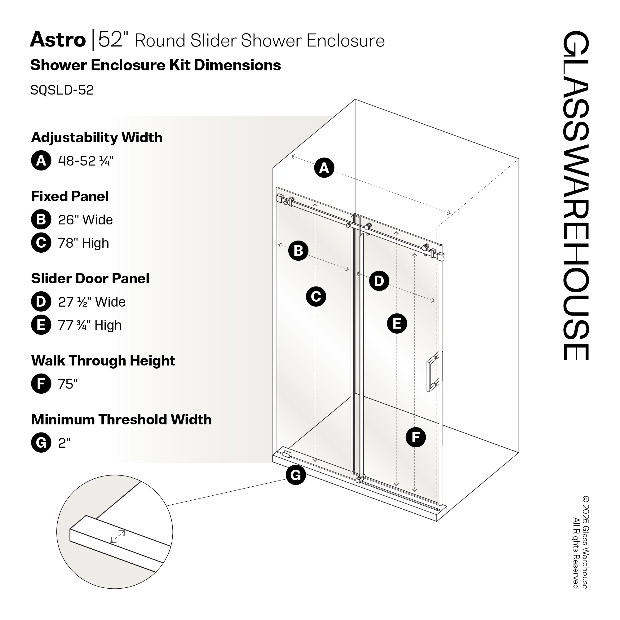 Glass Warehouse SQSLD-52-BN Shower-Doors - View #9
