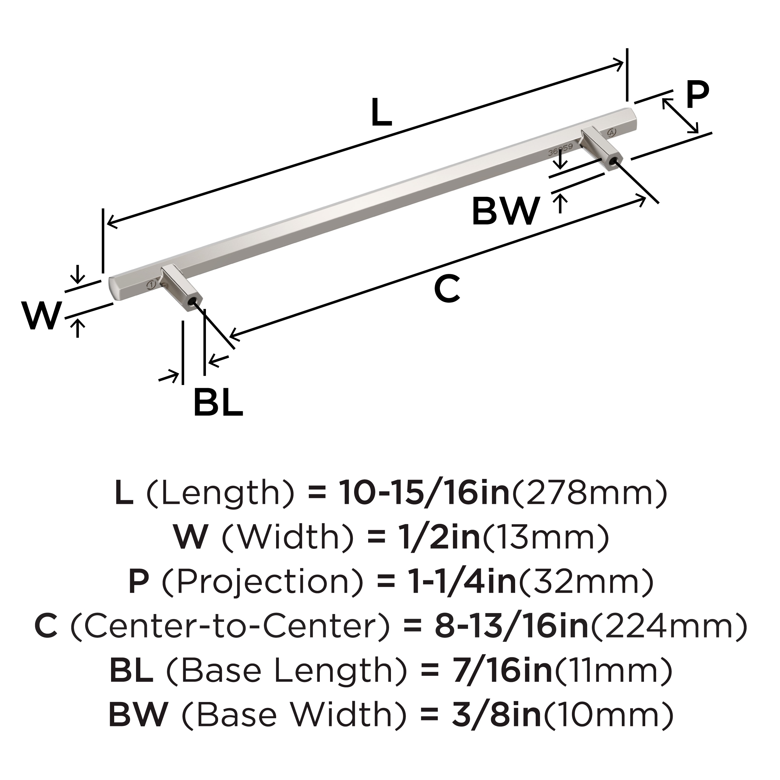 Polished Nickel Modern Industrial Cabinet Bar Pull