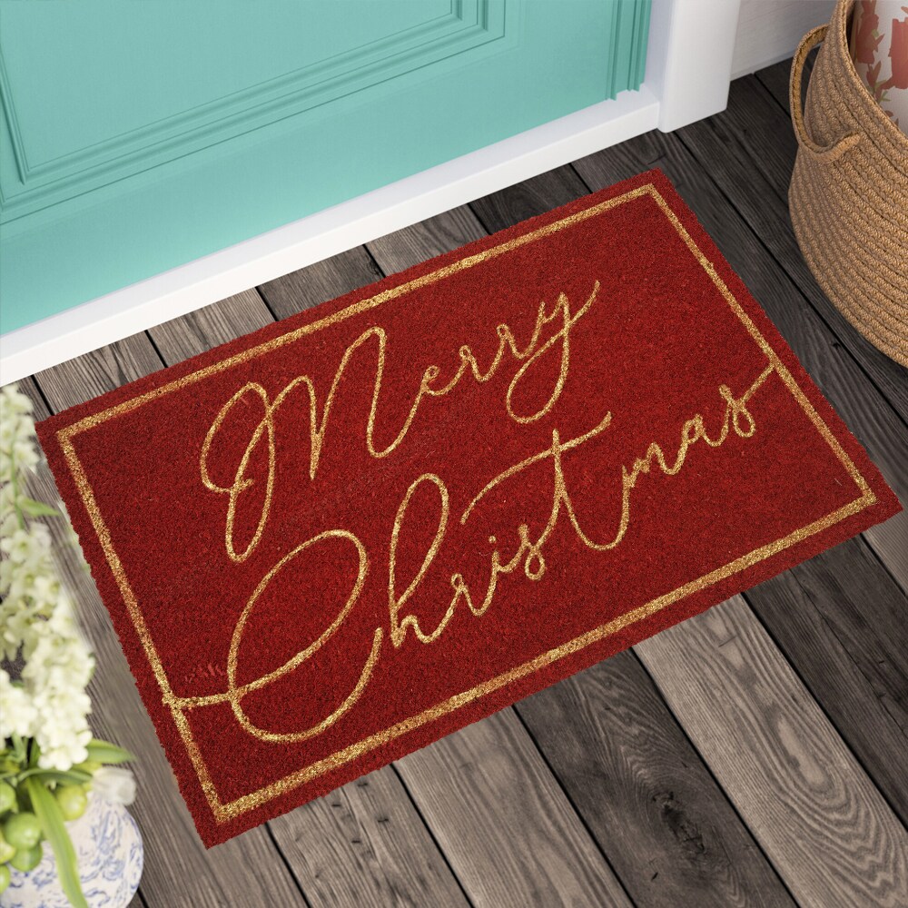 The Holiday Aisle® Hayslee Winter Cardinals Scene Embossed Indoor/Outdoor  Floor Mat