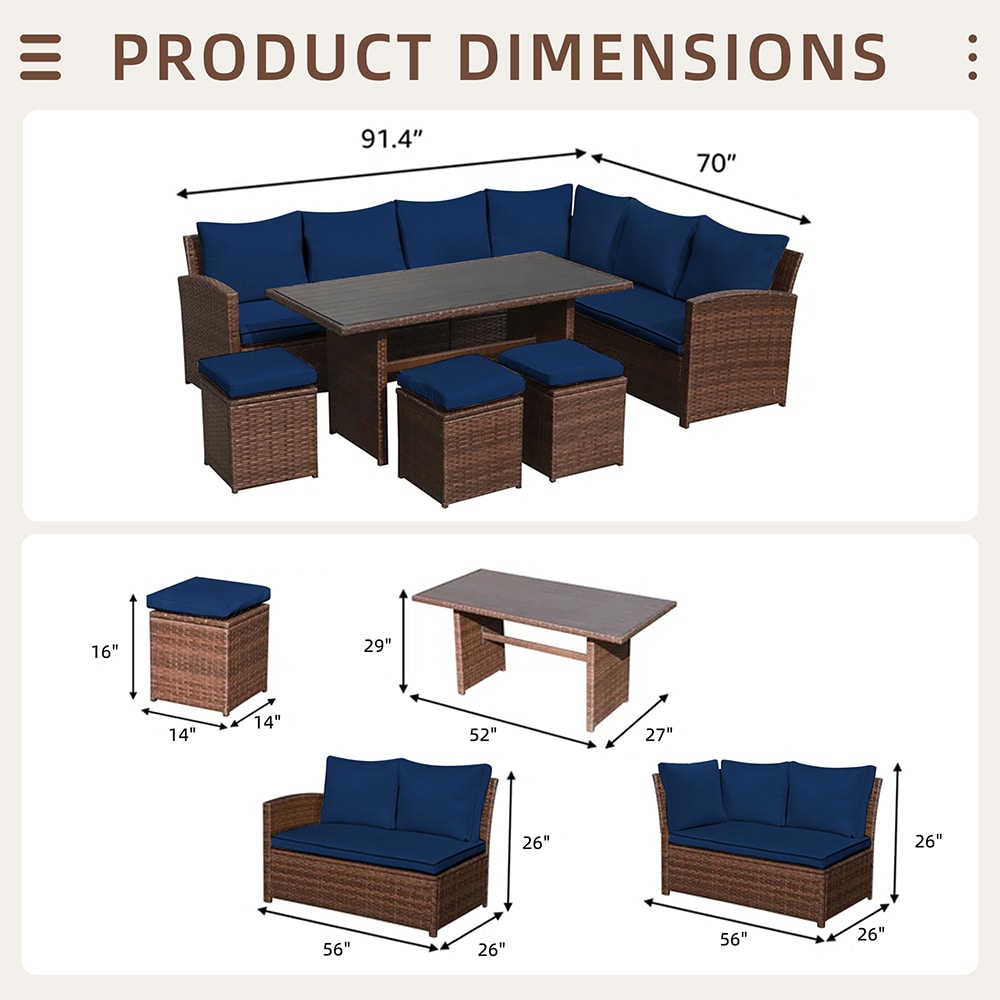 UPHA TB7ZZ-ABC-NAVYBLUE Patio-Conversation-Sets - View #5
