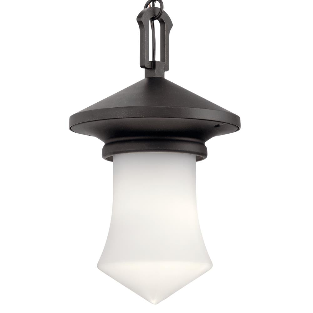 Kichler Oak Glen Distressed Bronze Rustic Etched Glass Lantern Pendant Light
