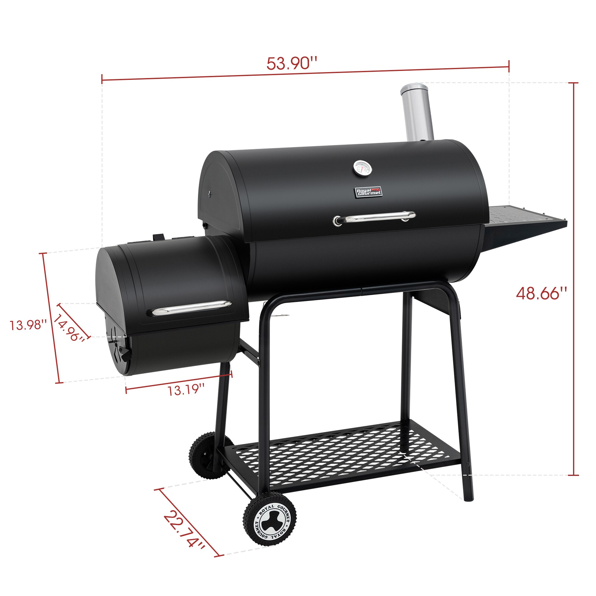 Royal Gourmet 27in W Black Barrel Charcoal Grill in the Charcoal