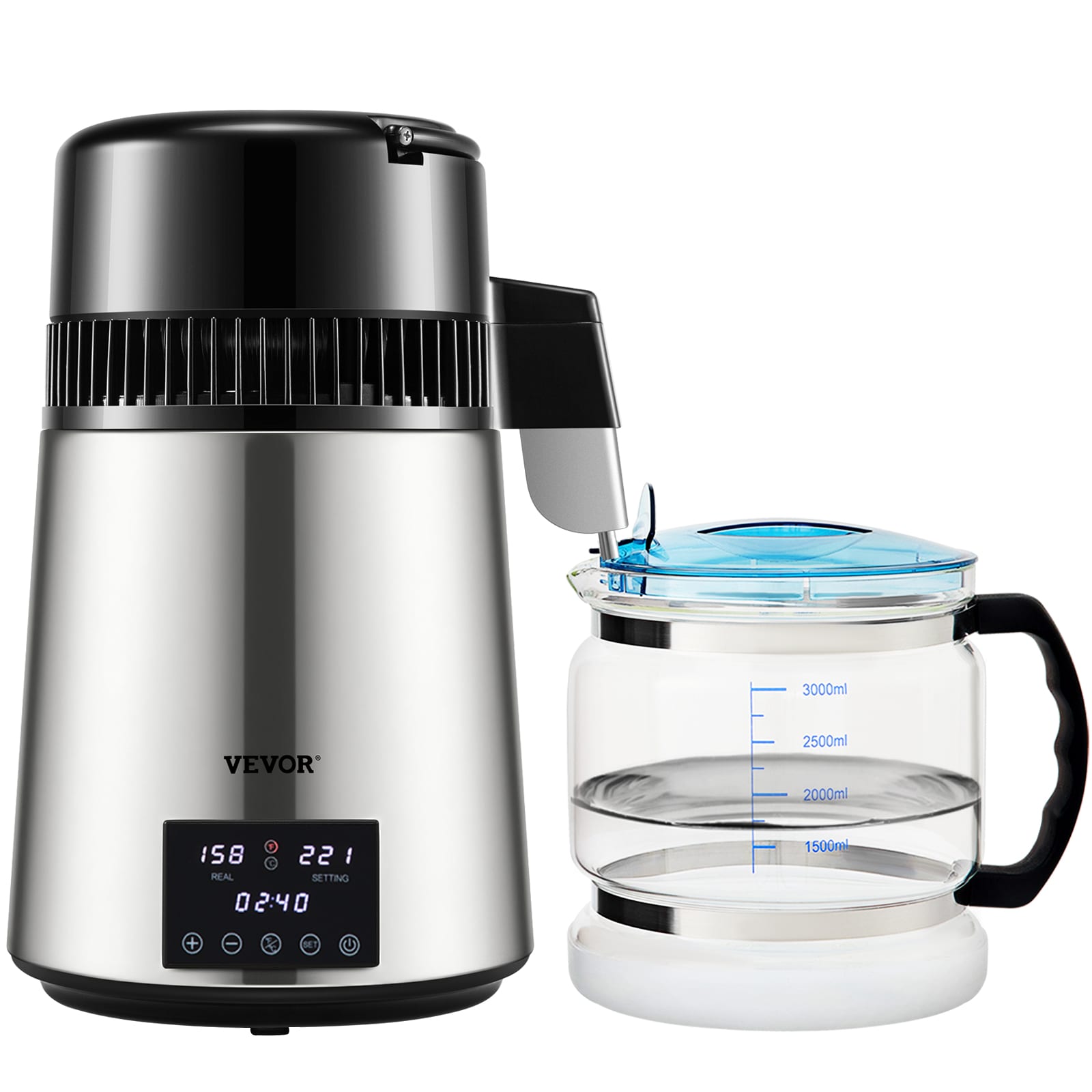 VEVOR 1750 W 9.5 Gal/D Water Distiller 304 Stainless Steel 1-Cup Corded Digital Electric Kettle with Automatic Shut-Off DSD15LH4L110VJKL3V1 Sansujyuku sansujyuku.com