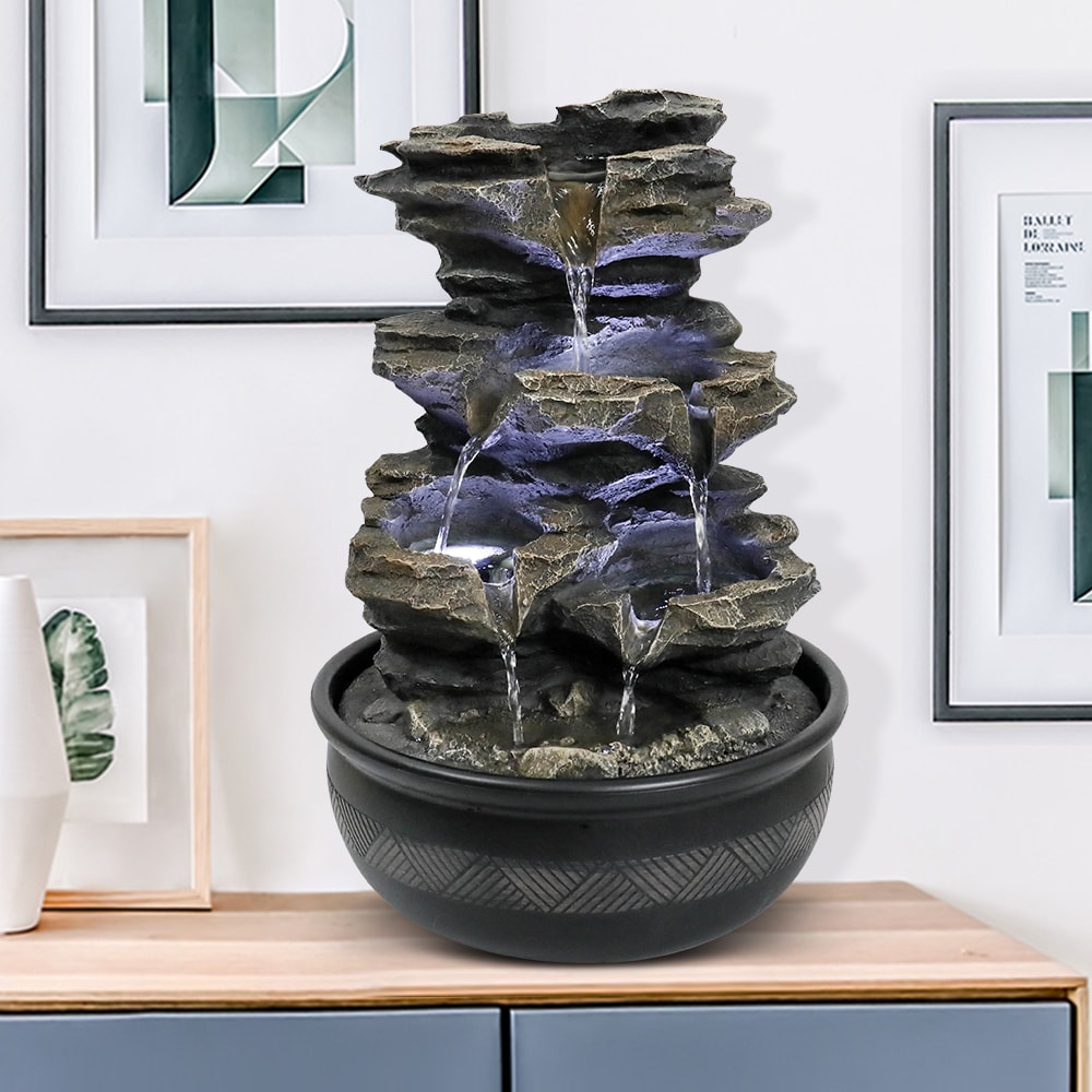 Watnature 15.7-in Resin Rock Waterfall Indoor Fountain YDS31025 at ...