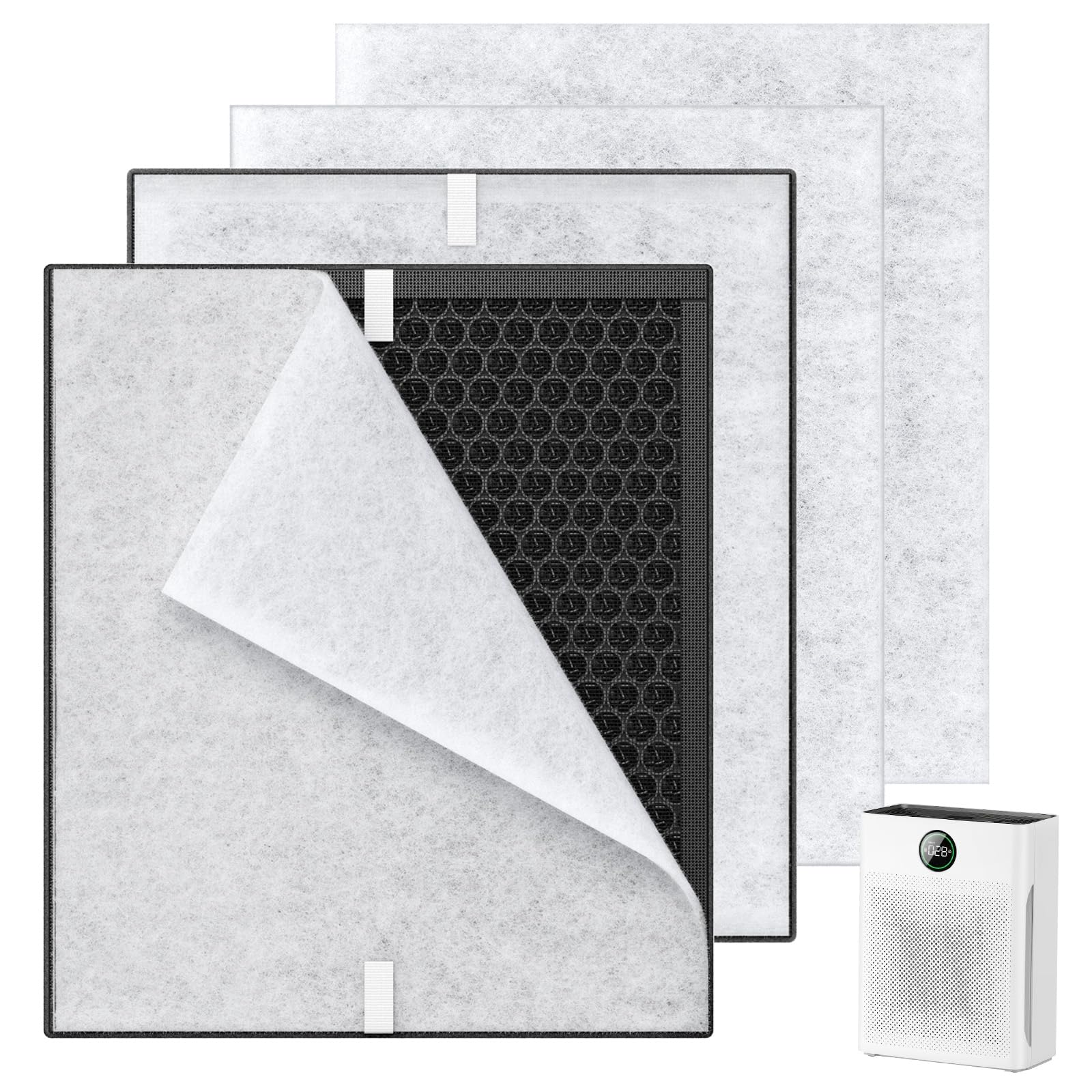 AKSCYZM  2 pack PR1 replacement filter for air purifier H13 true HEPA for large room up to 2200 sq ft with 4 pcs washable pre filter removes