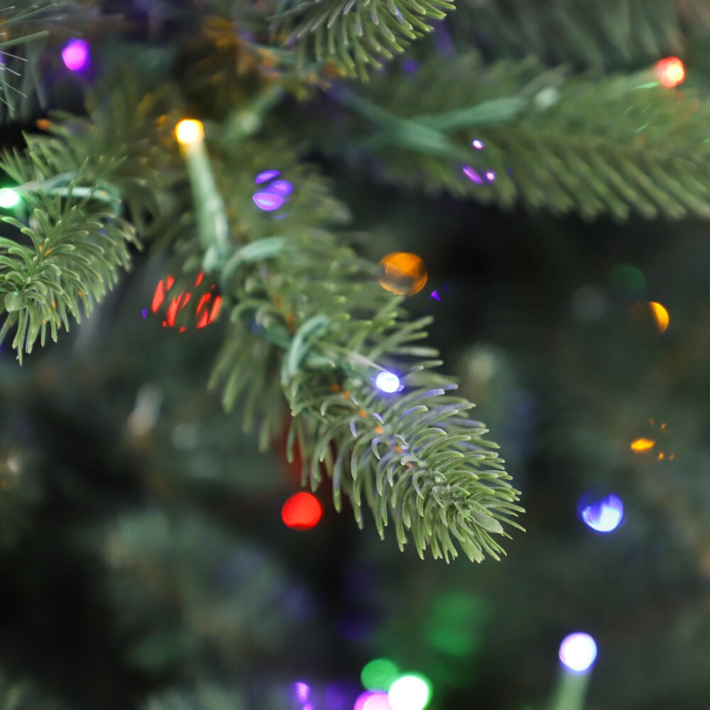 12-Foot York Pine Artificial Christmas Tree with Multicolor LED Lights