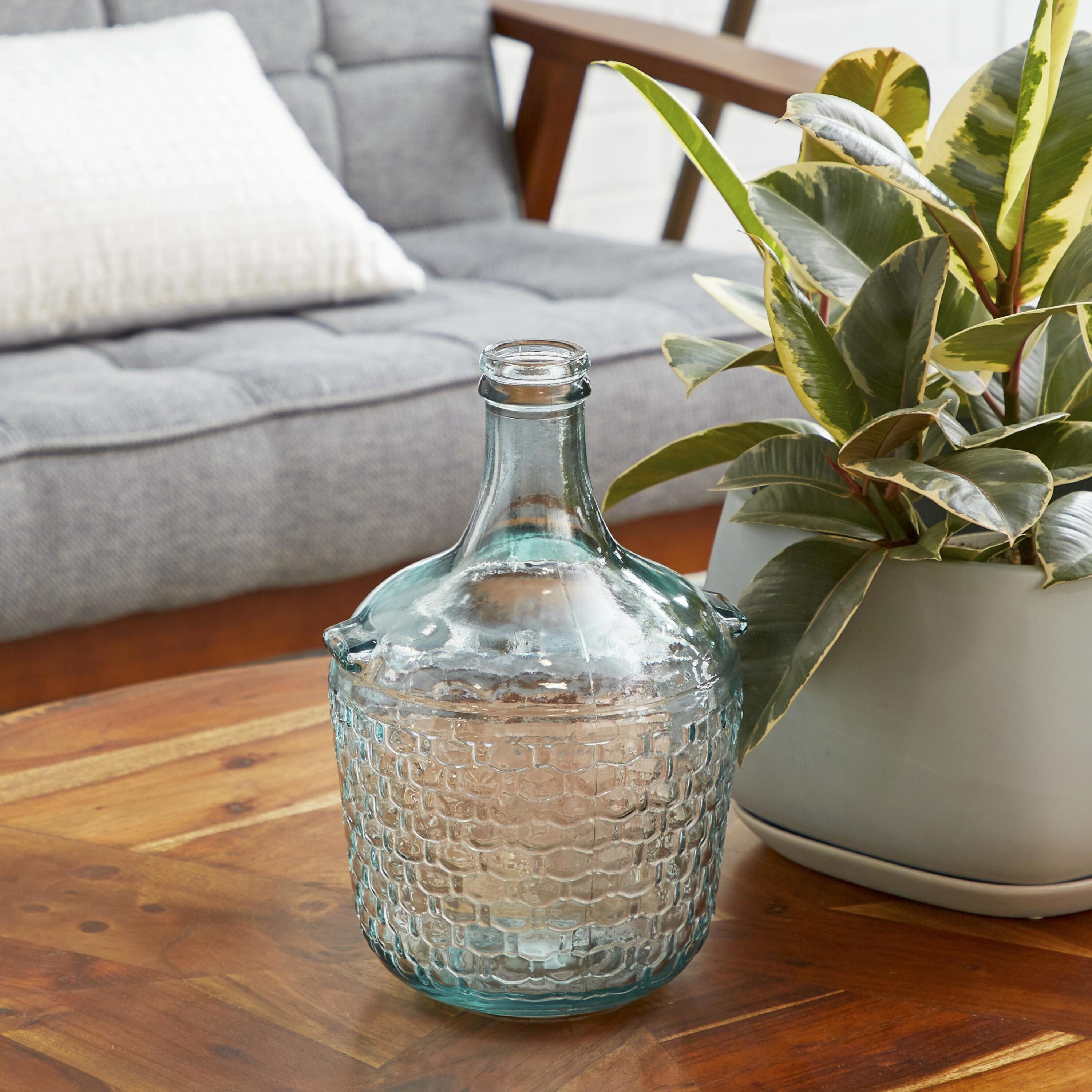 Clear Embossed Nautical Glass Bottle Vase