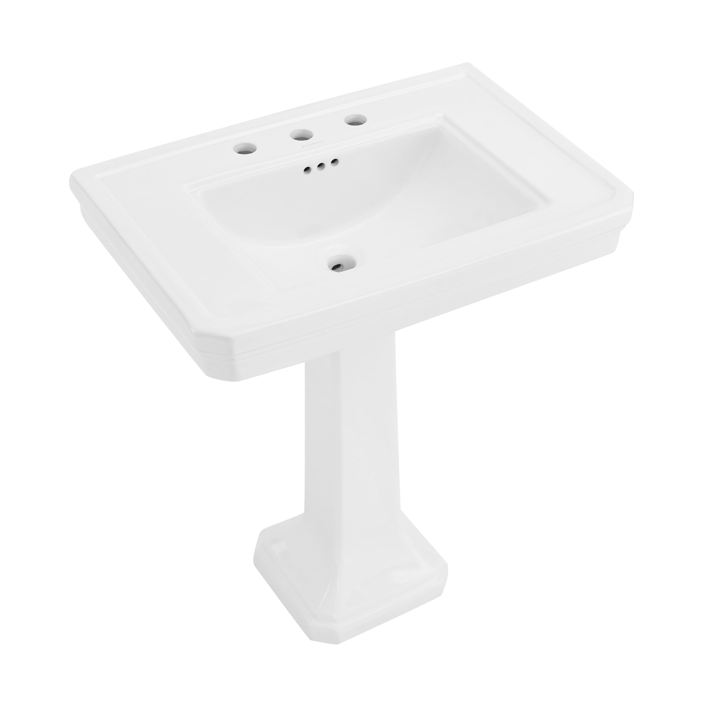 Swiss Madison SM-25-PSLAU03WH Lausanne Ceramic Modern Glossy White Pedestal Sink Combo ( 21.5-in x 31-in x 36.5-in )