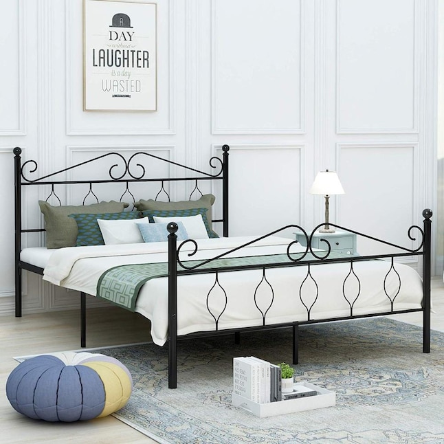 Clihome Queen Size Metal Bed Frame, Vintage King Headboard And Footboard Sets Queen