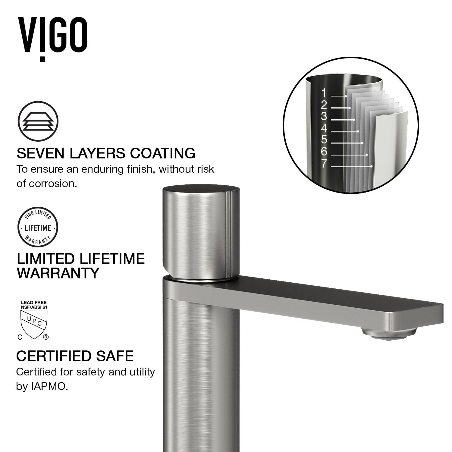 VIGO Gotham Brushed Nickel 1-handle Vessel WaterSense Low-arc Bathroom Sink Faucet