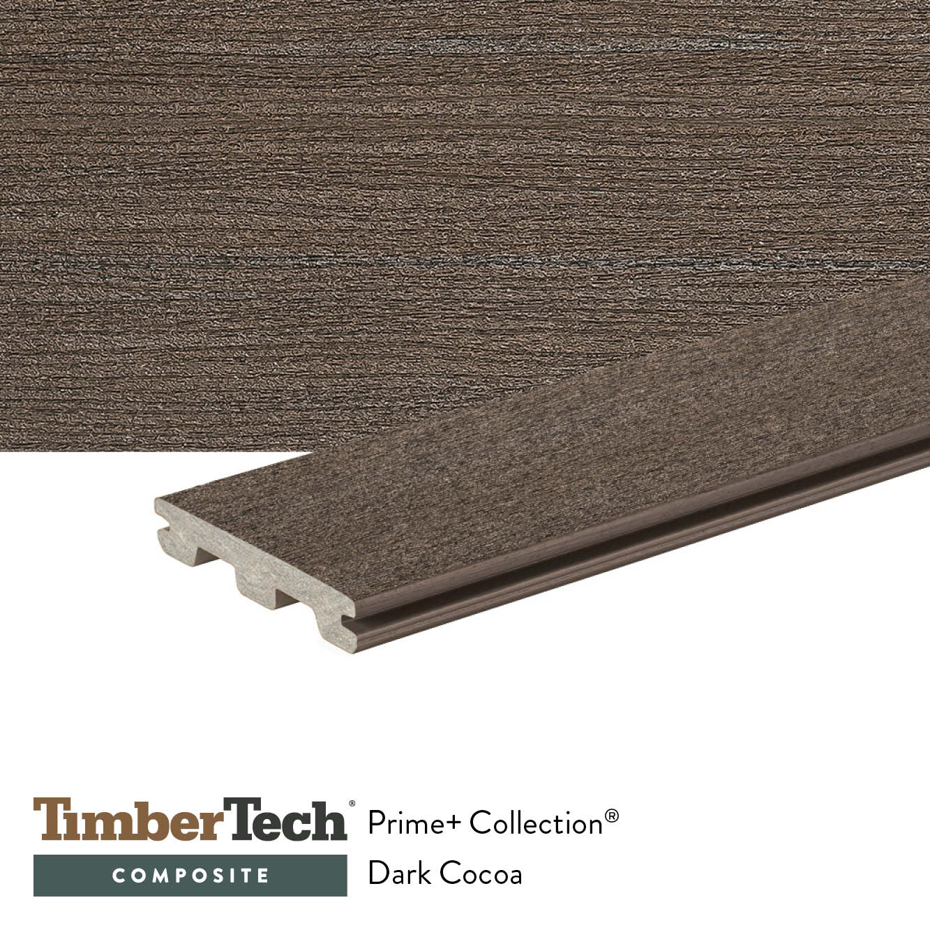 TimberTech Prime+ 1-in x 6-in x 12-ft Dark Cocoa Grooved/Scalloped Composite Deck Board