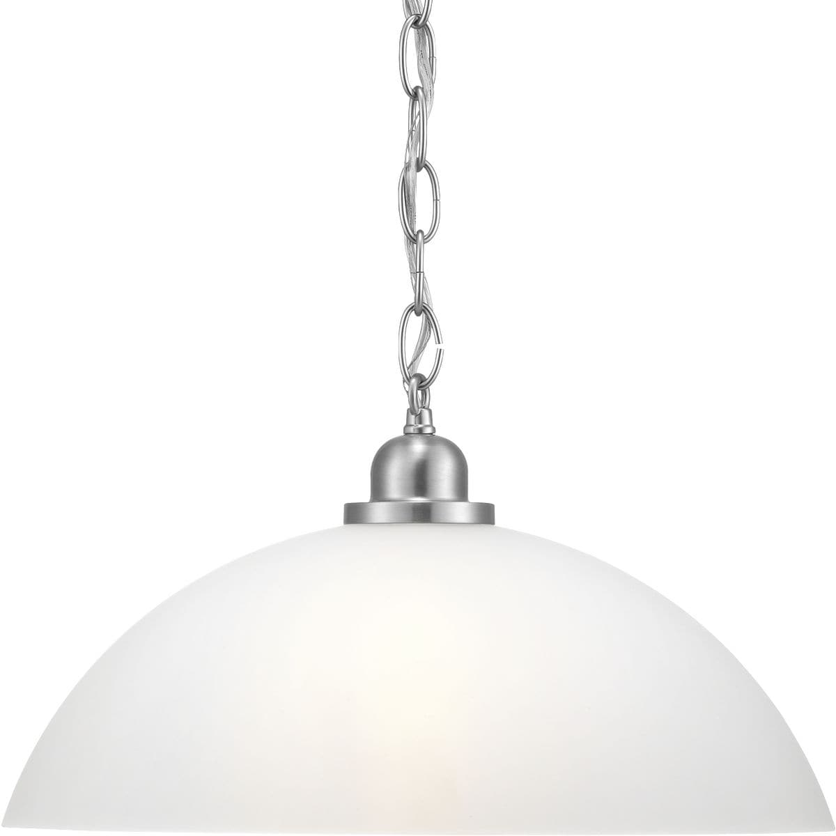 Progress Lighting P500149-009 Classic Dome Pendant Brushed Nickel Transitional Etched glass Dome Medium Hanging Pendant light