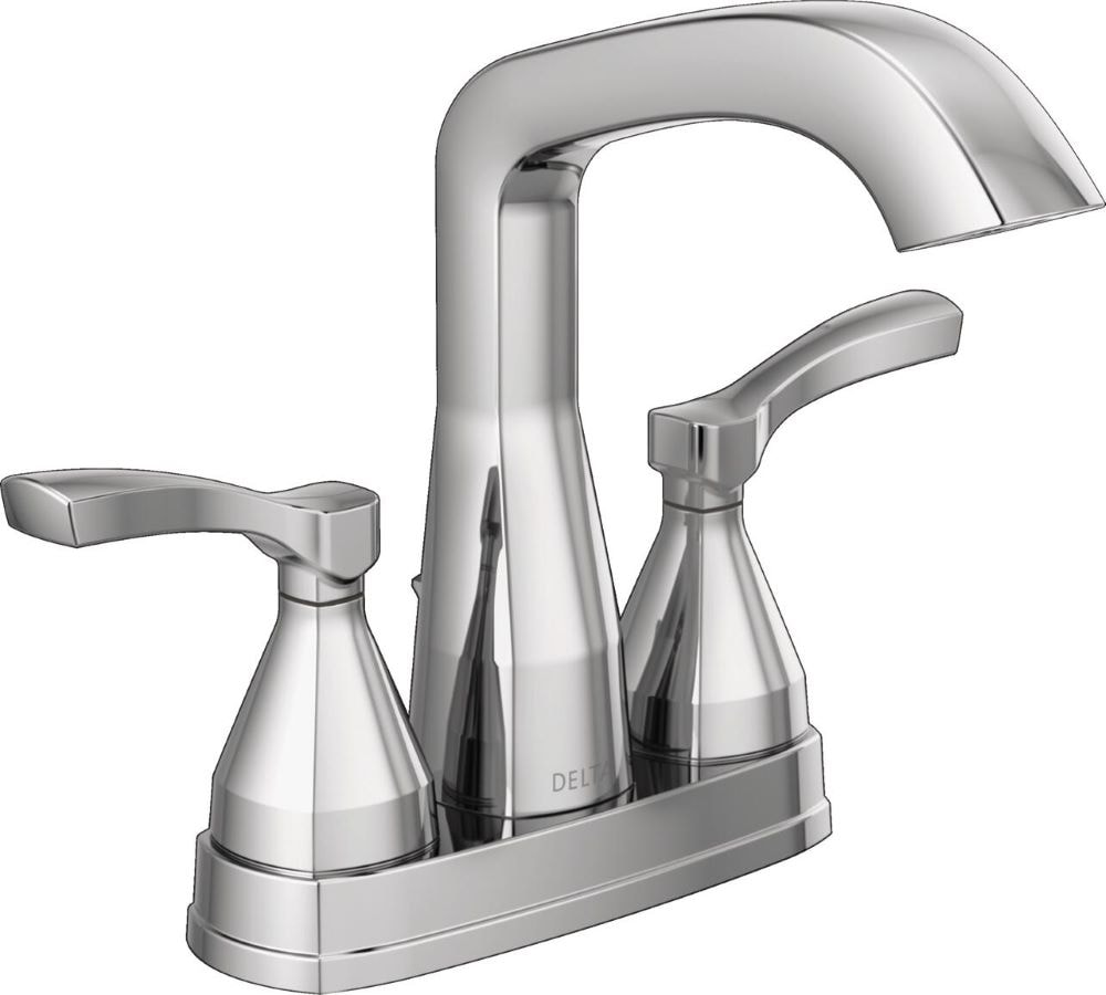 Delta - Stryke Lumicoat Chrome 4-in centerset 2-handle WaterSense High-arc Bathroom Sink Faucet w...