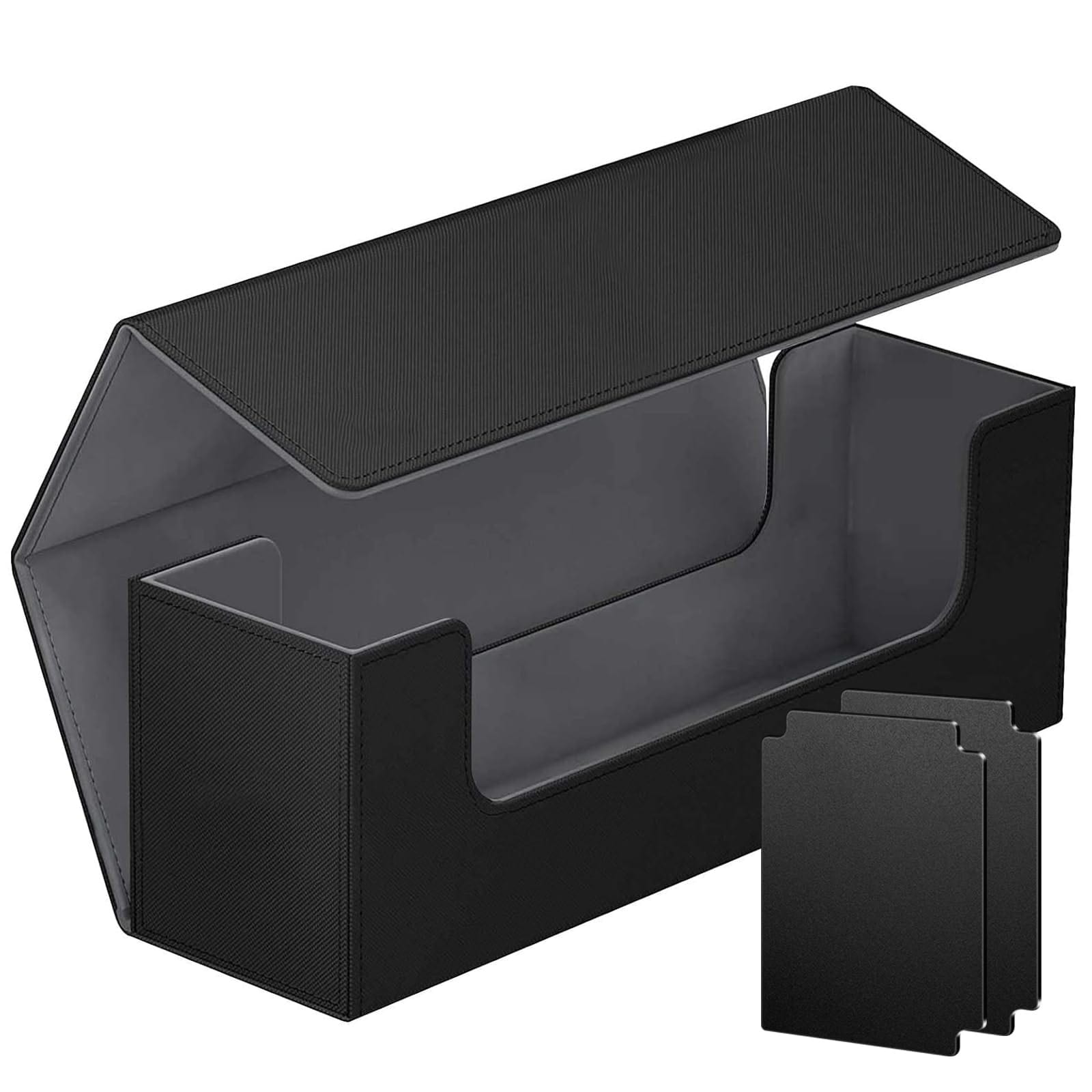 Anqtovp  card deck case 1 piece PU leather magnetic closure holds 600 sleeved trading cards 11.45 x 4.2 x 3.6 in fits MTG TCG sports cards