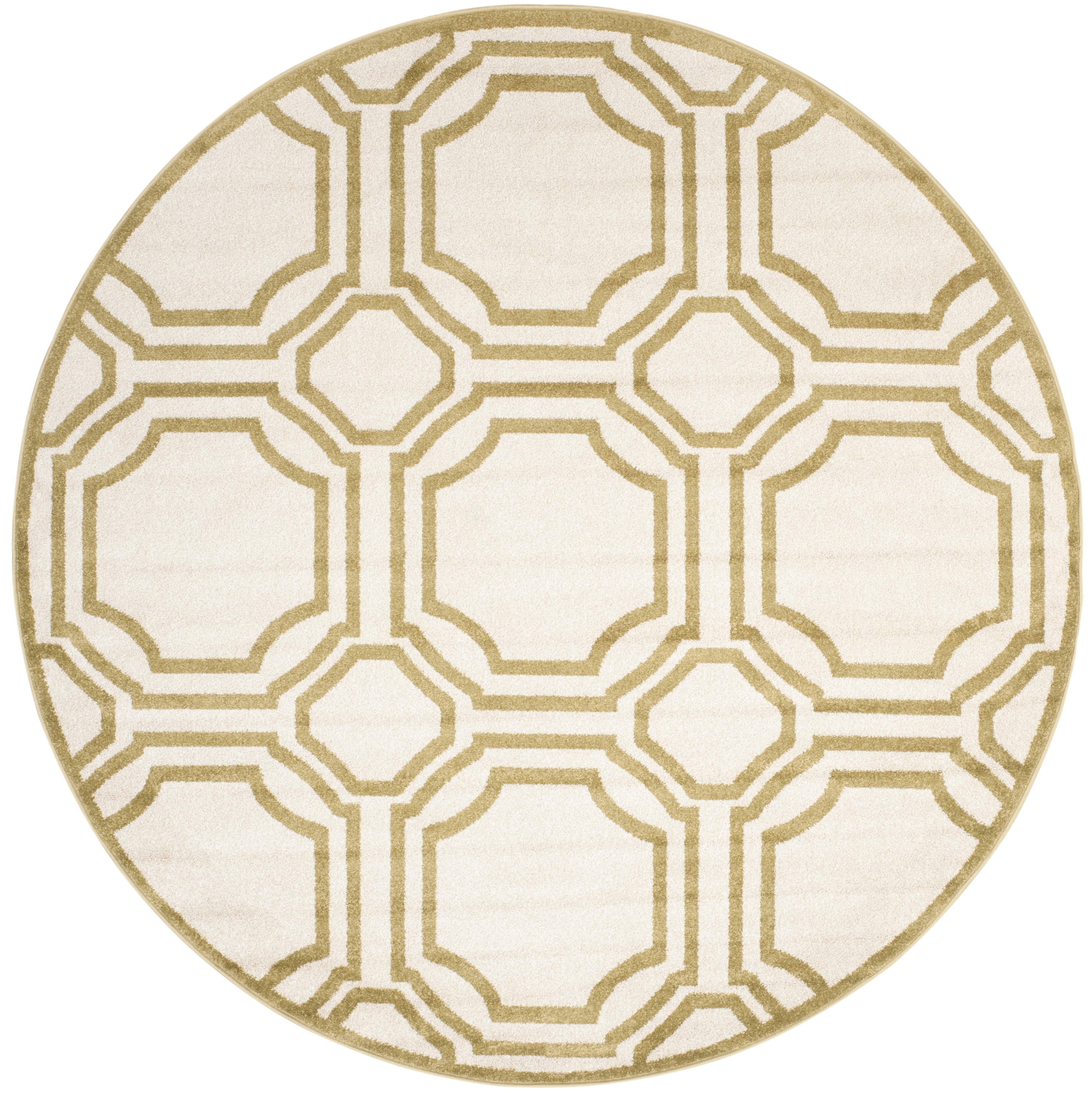 Safavieh AMT411A-7R Amherst Mosaic 7 x 7 (ft) Loomed Synthetic Ivory/Light Green Round Indoor Mid-Century Modern Area rug