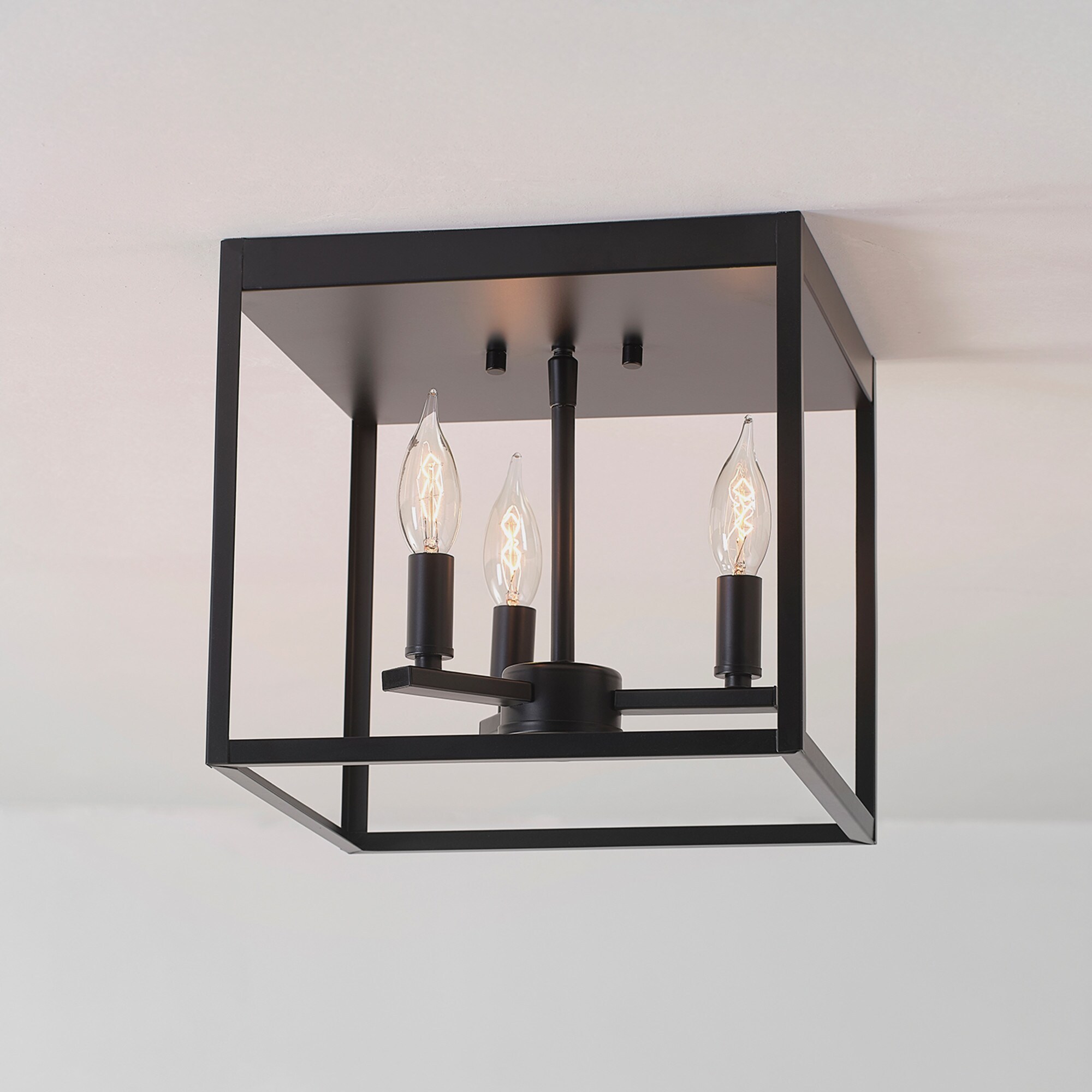 Globe Electric 3-Light 11-in Matte Black Flush Mount Light in the Flush ...