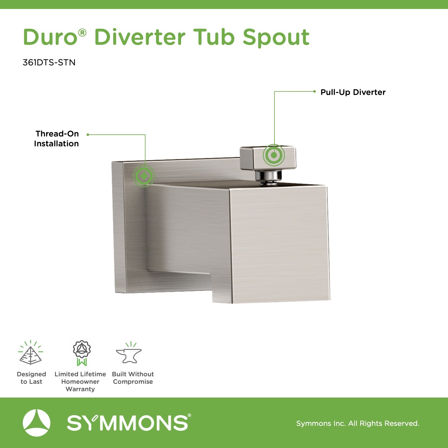 Symmons 361DTS-STN Tub-Spout - View #4