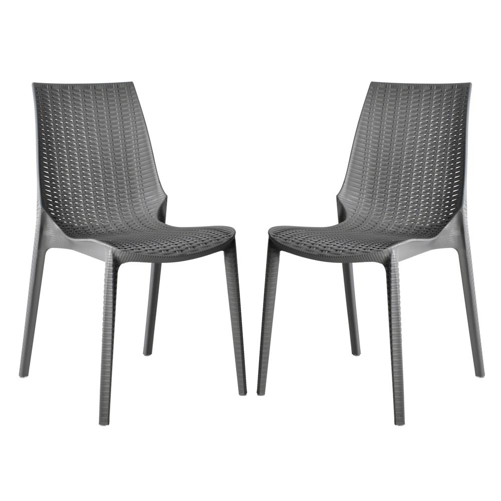 Leisuremod BG3144027 Kent Outdoor Patio Plastic Dining Chair Set of 2