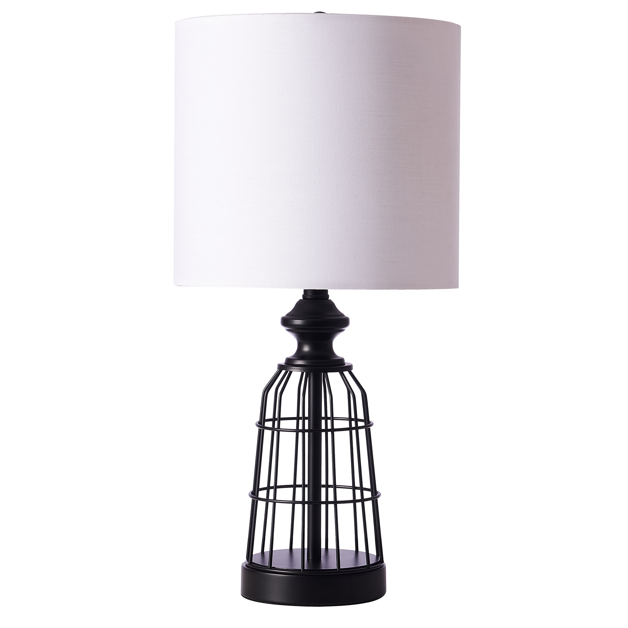 CO-Z PTL-1634-00 20-in Matte Black LED Rotary socket Table Lamp with Fabric Shade