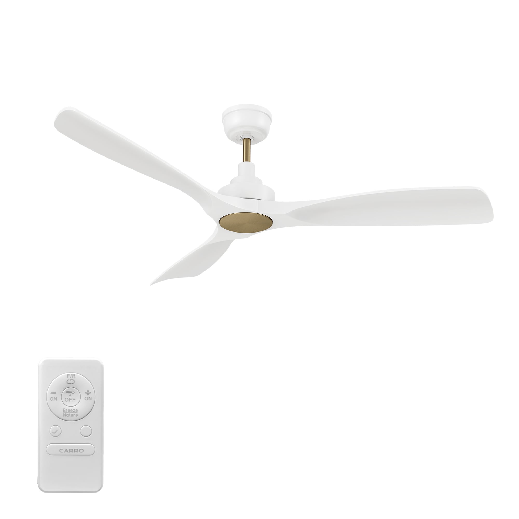 CARRO USA Kilmory 52-in White Blades Indoor Ceiling Fan and Remote (3 ...