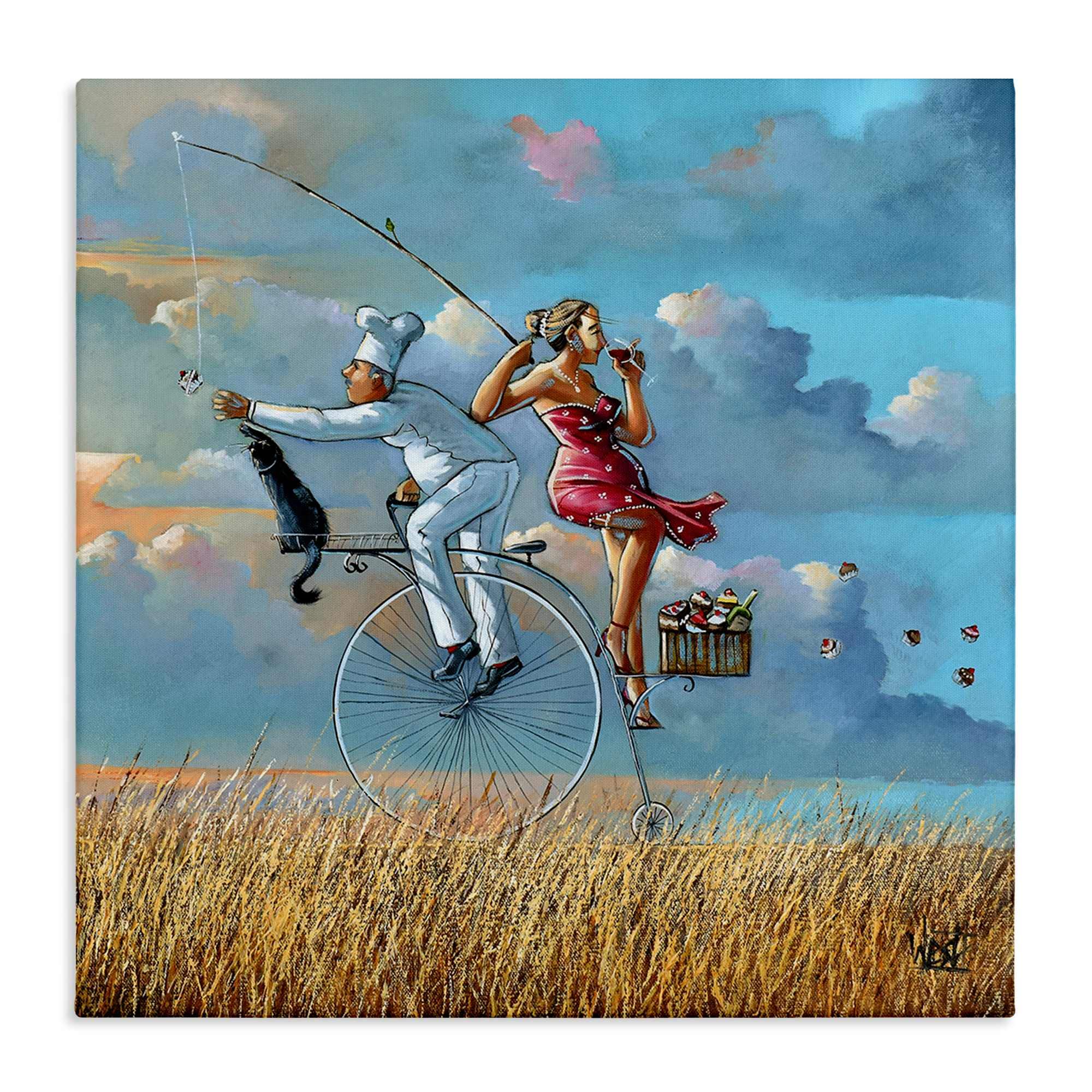 Stupell Industries BS-771-CN-36X36 Charming Lady and Chef Bicycle View Canvas design by Ronald West