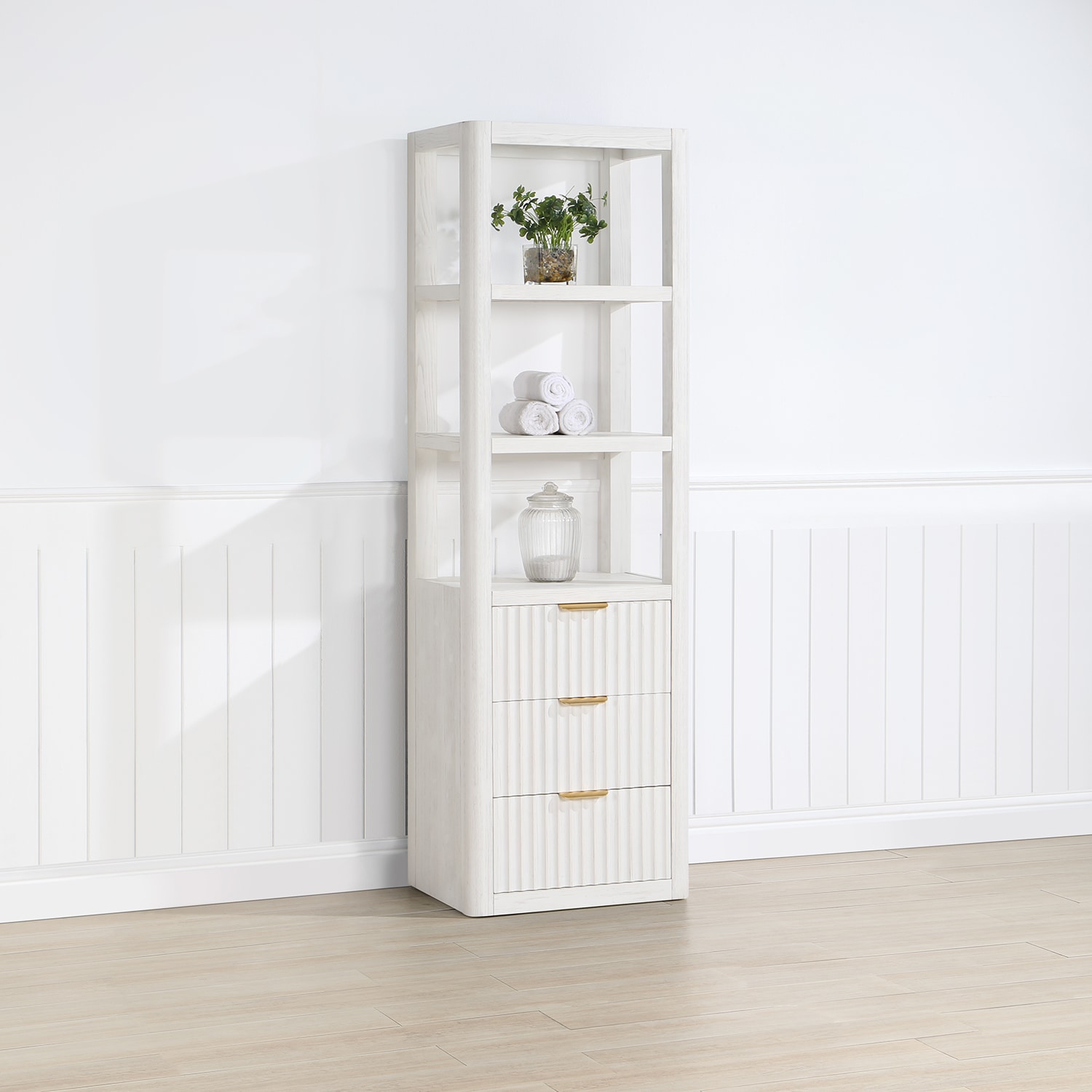 Vinnova 704122-SCA-FW 72-in Fir Wood White Finish Bathroom Vanity with Fir Wood White Finish Wood Top