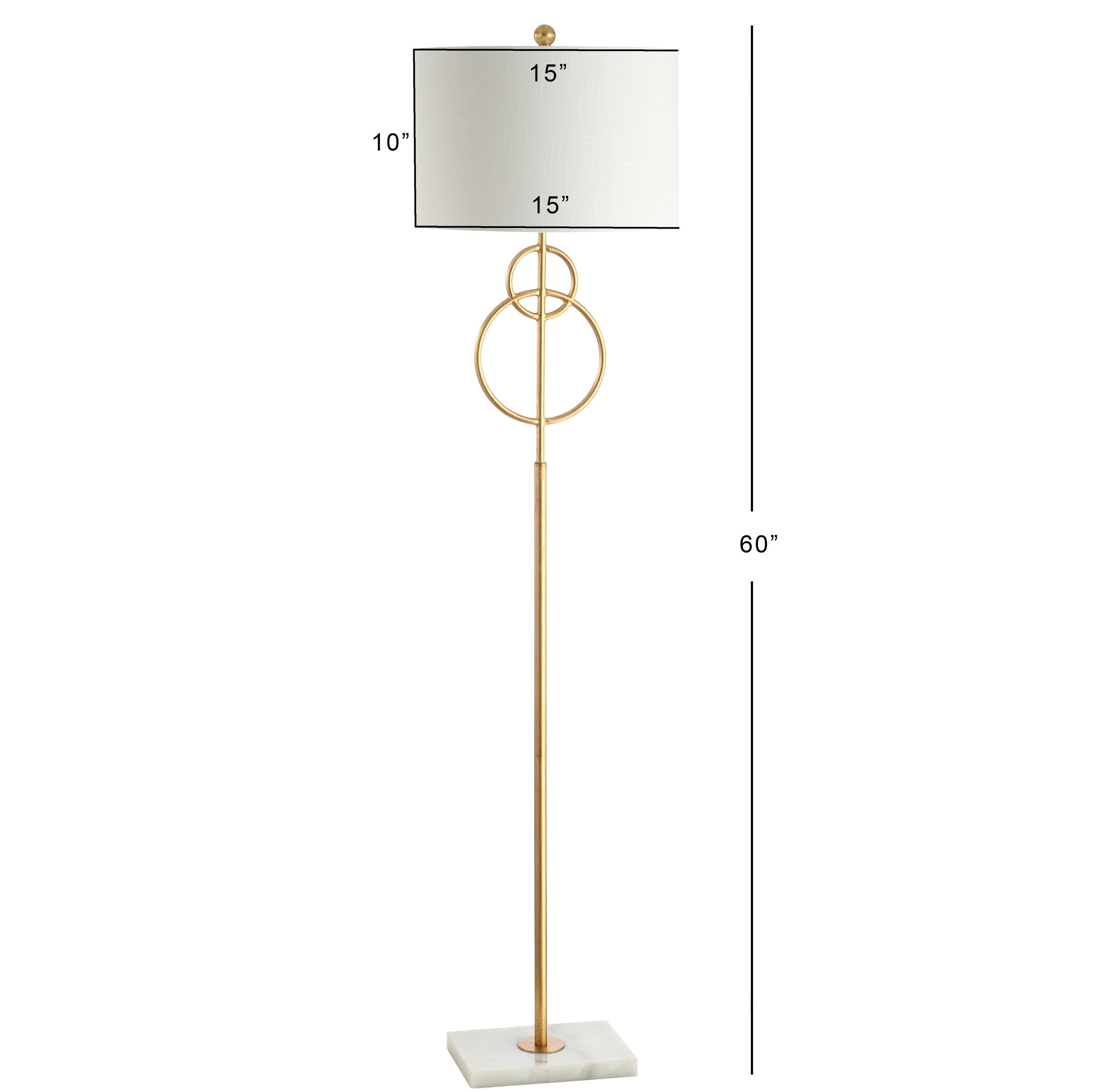 Arc Elegance 60" White Marble & Gold Metal LED Floor Lamp