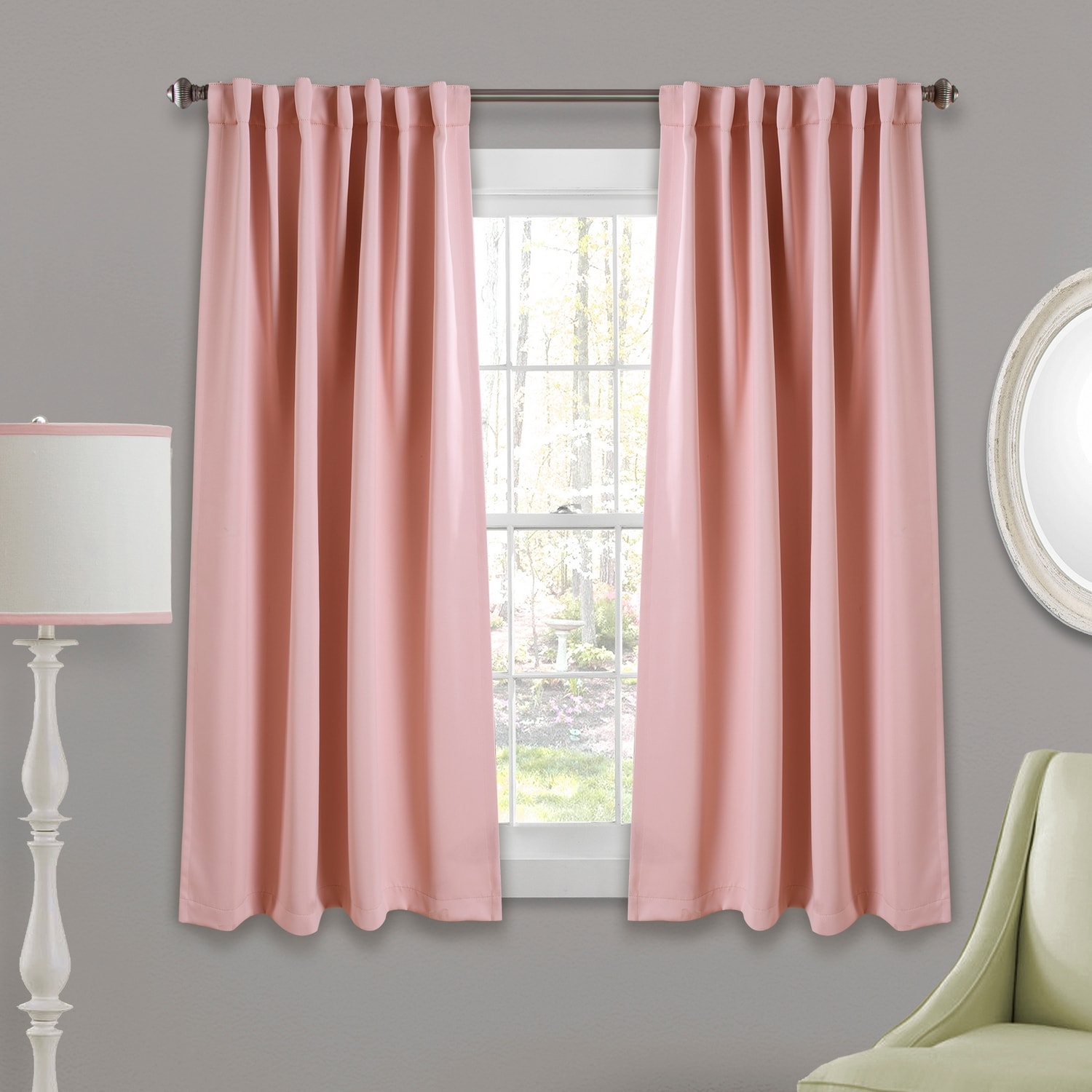 Lush Decor 16T003891 63-Inches Pink Blackout Back tab Curtain panel pair