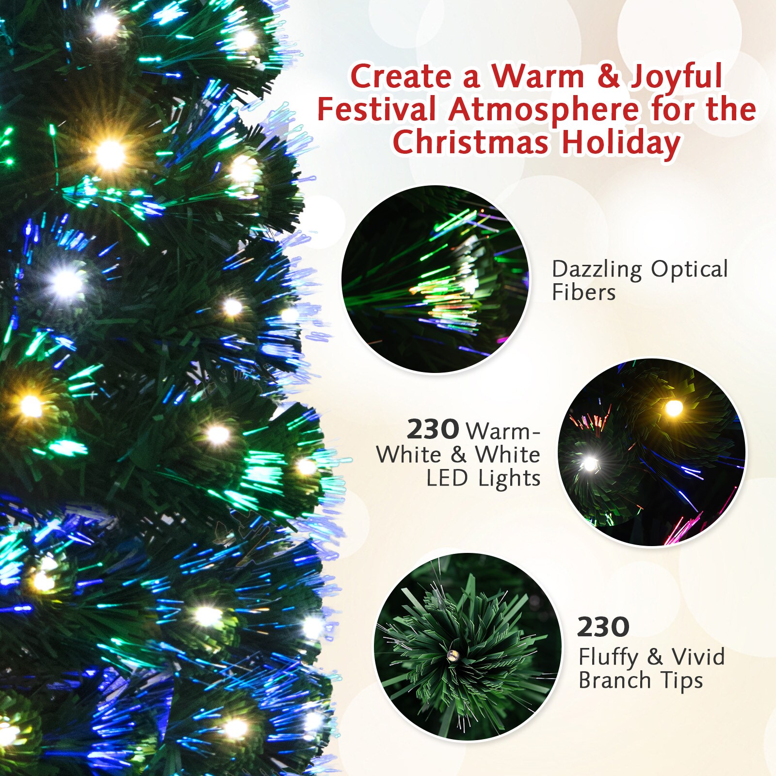 Forclover 6-ft Pre-lit Artificial Christmas Tree with LED Lights in the ...