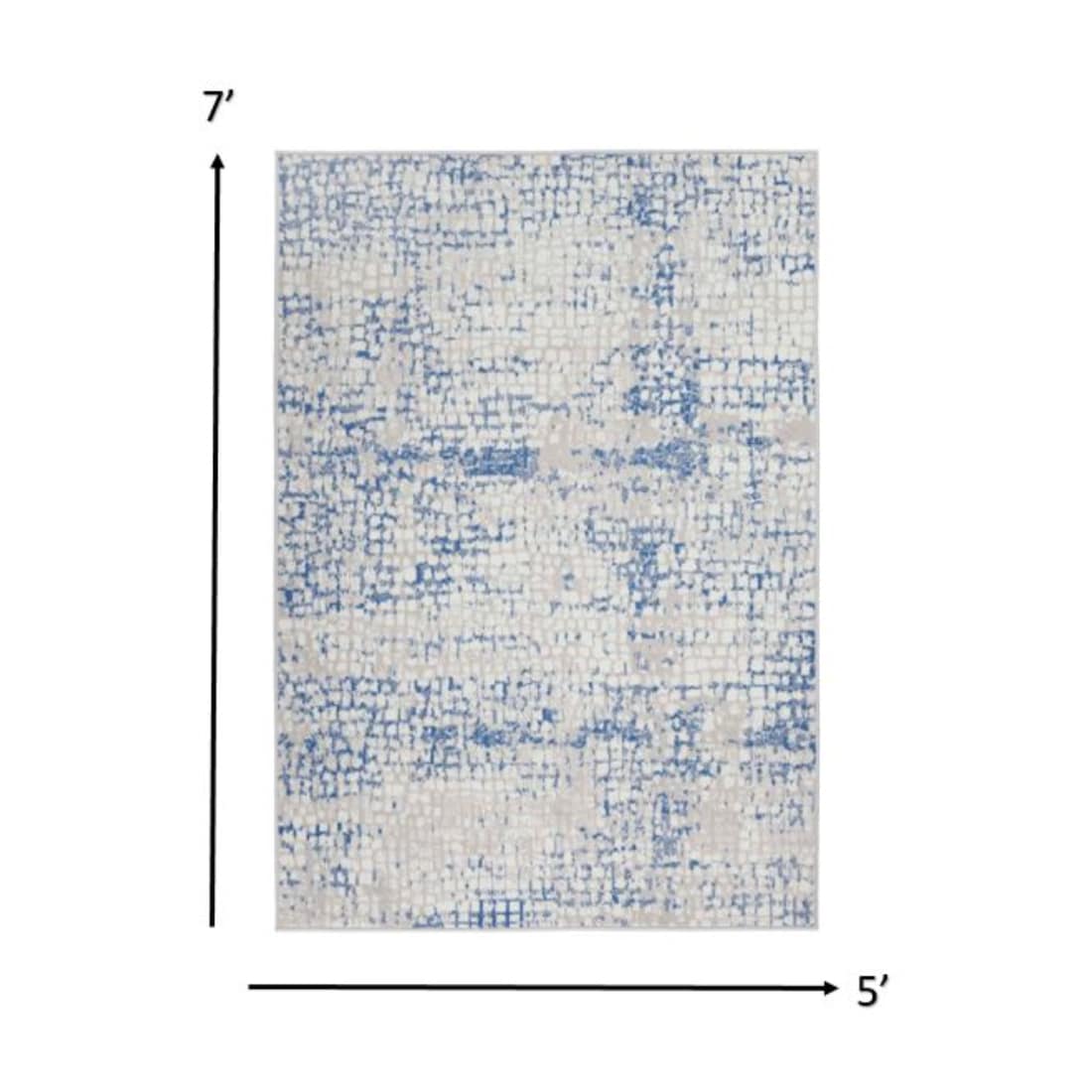 HomeRoots 4000385854 5 x 7 (ft) Polypropylene Grey Blue Rectangular Indoor Abstract Area rug
