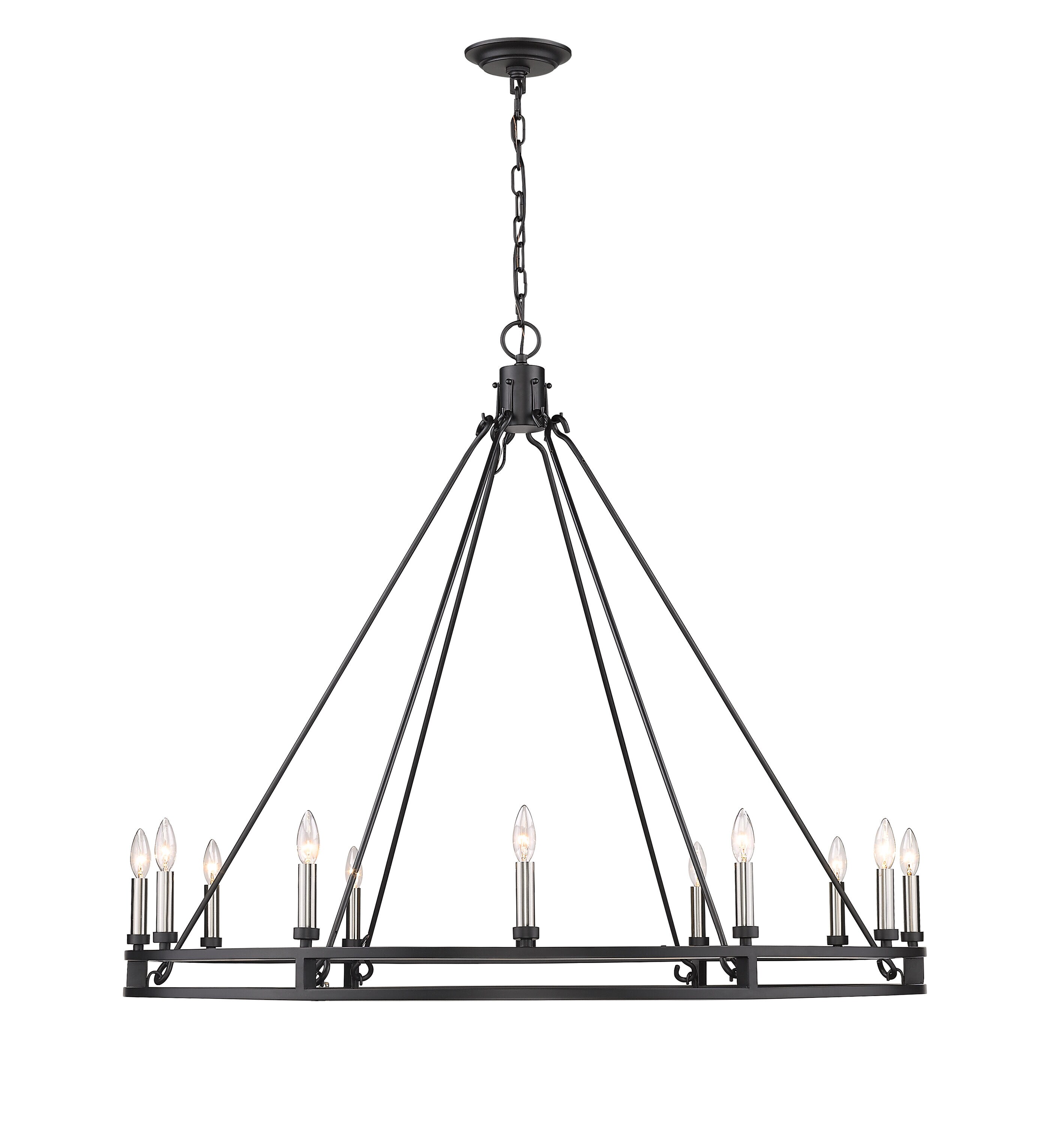Dennison Geometric 12-Light Matte Black Metal Chandelier