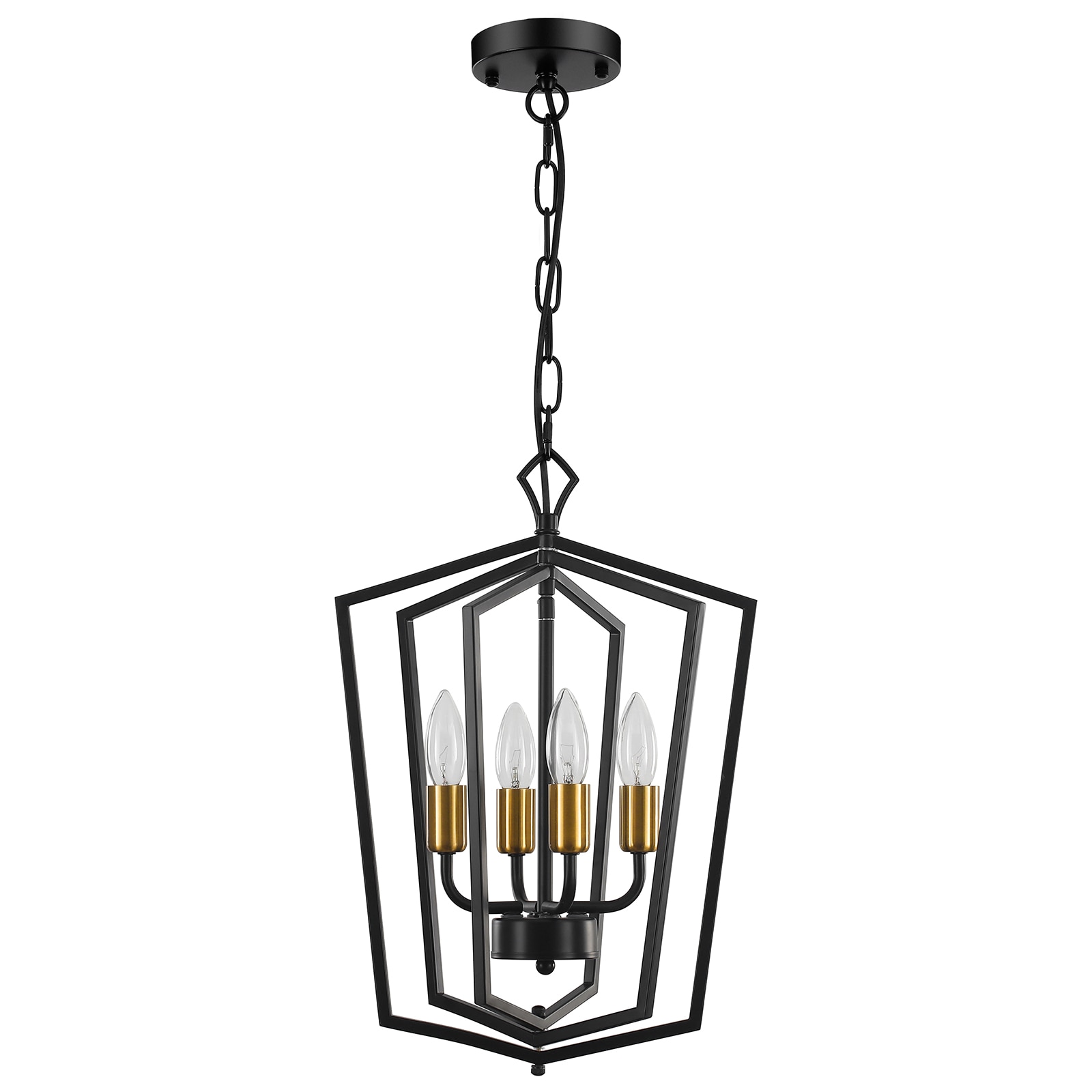 GoYeel ZP103BG04 4 -Light Black/Gold Industrial Geometric Hanging Pendant light