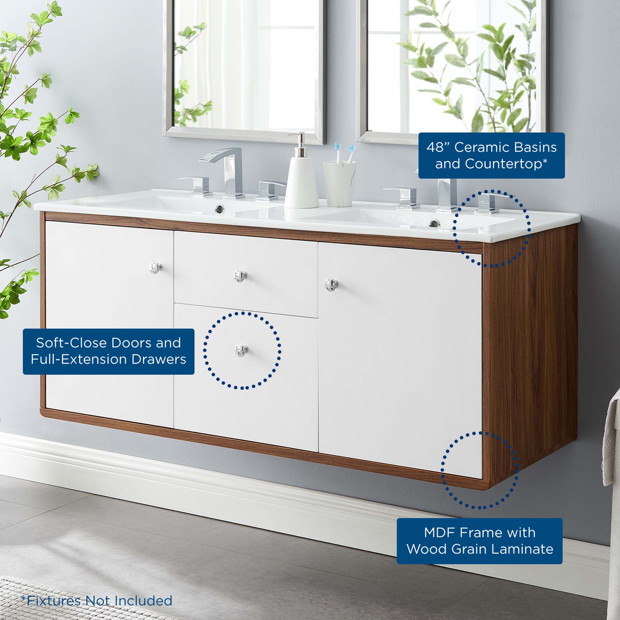 Modway EEI-4901-WAL-WHI Bath-Vanity-Combo - View #2