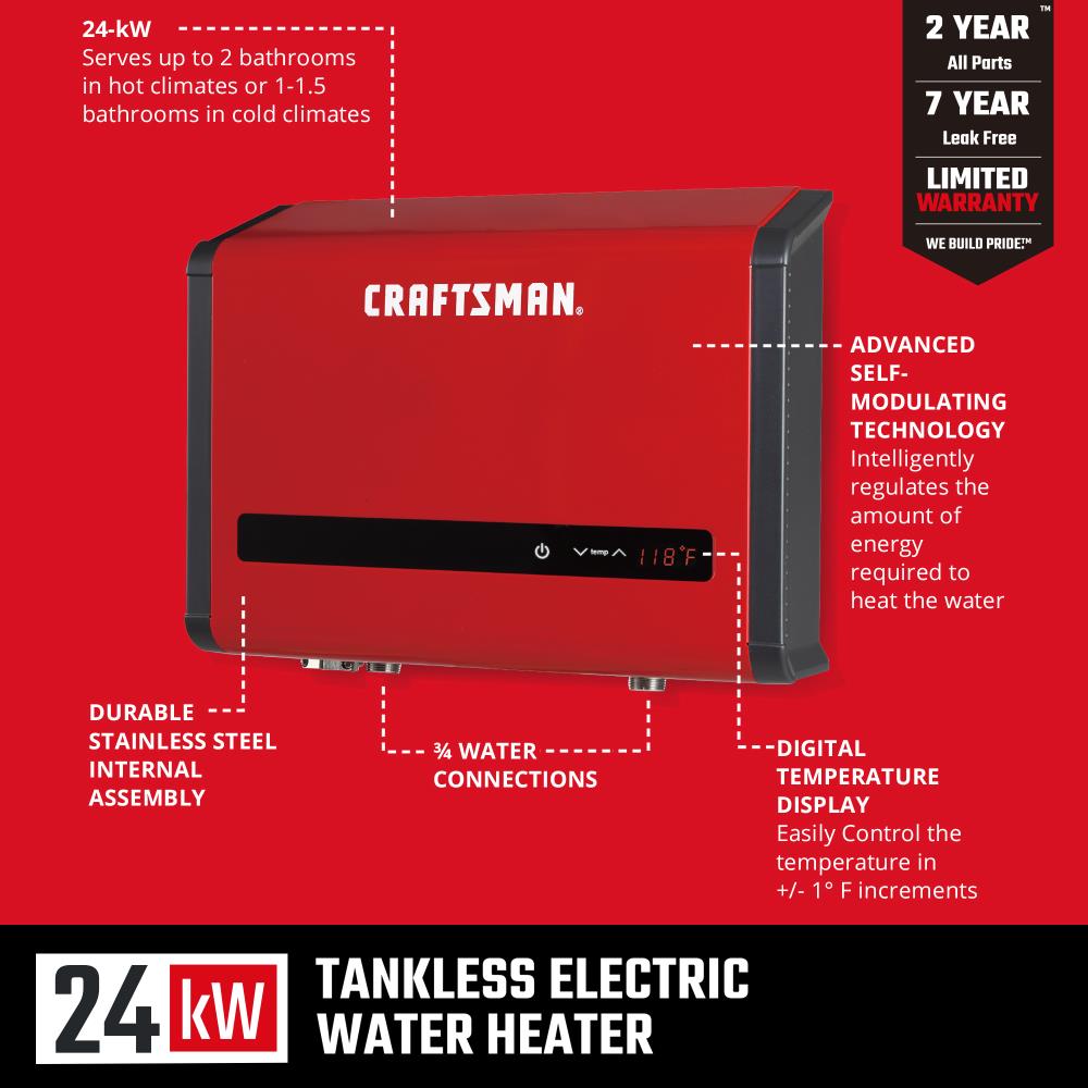 BLACK+DECKER 24 kW Self-Modulating 4.68 GPM Electric Tankless Water Heater,  Multi-Application hot