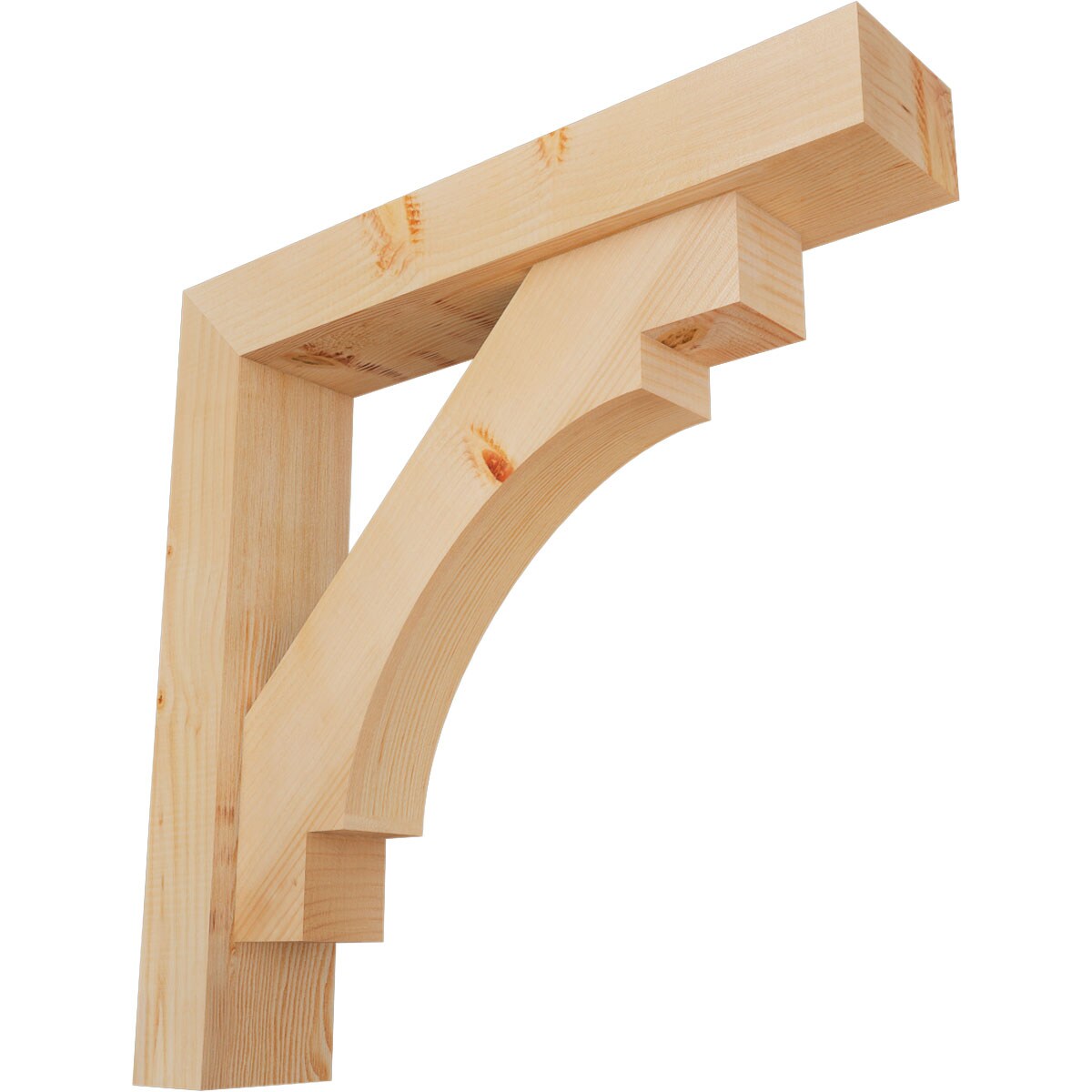 Ekena Millwork 1463352 Merced Block Smooth Bracket with Offset Brace 5-1/2-in x 28-in x 28-in Douglas fir Brown Wood Standard bracket