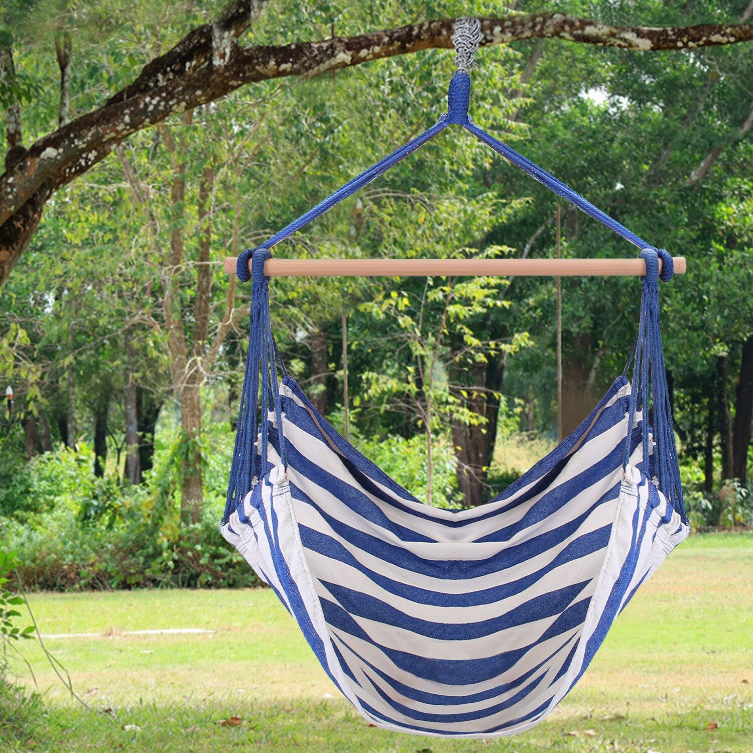 Meibamake Hammock Hanging Chair Canvas Porch Patio Swing Seat Portable ...