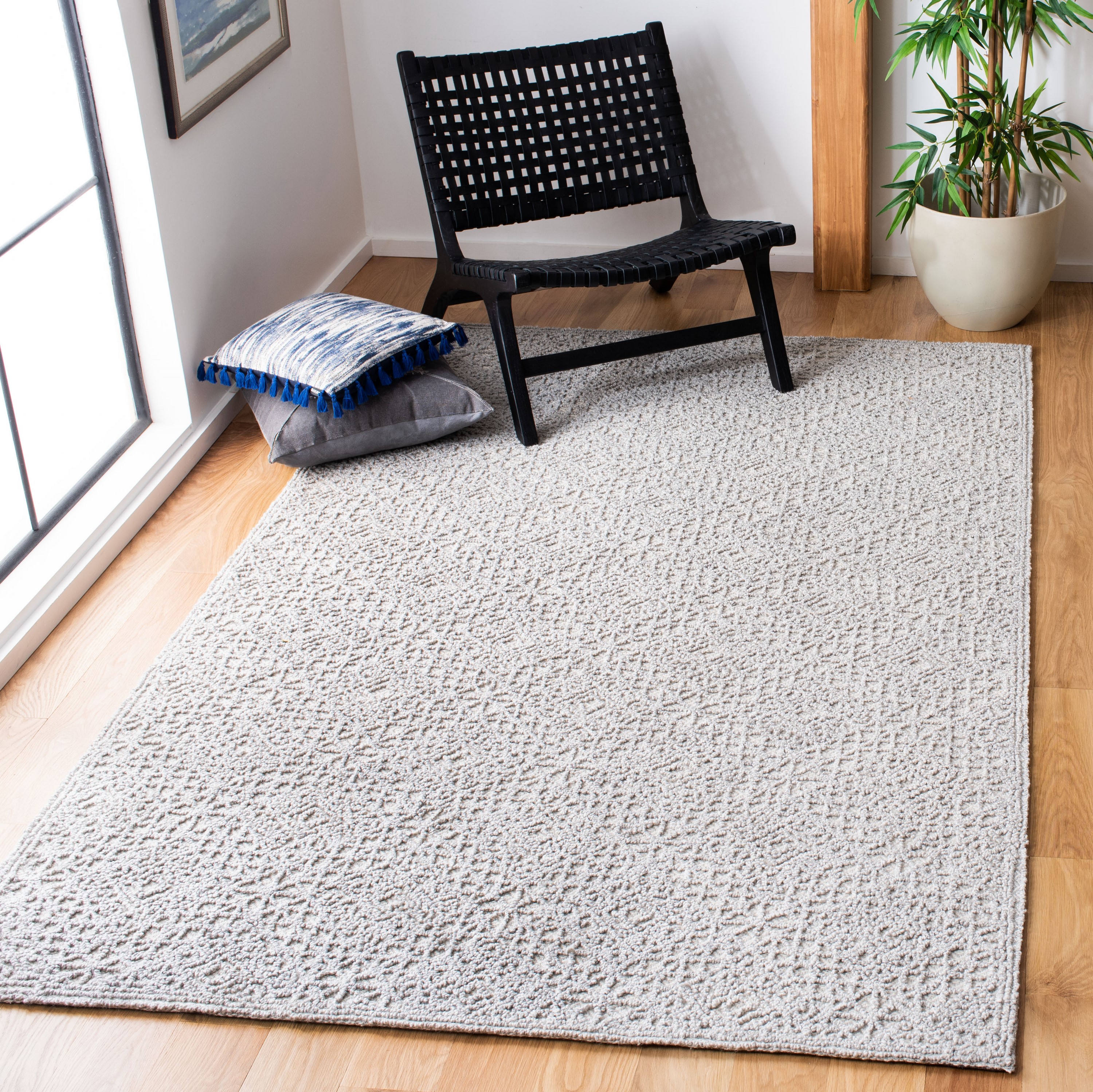 Safavieh TRC255G-24 Trace Gauri 2 x 4 (ft) Tufted Wool Gray/Gray Rectangular Indoor Geometric Farmhouse/Cottage Throw rug