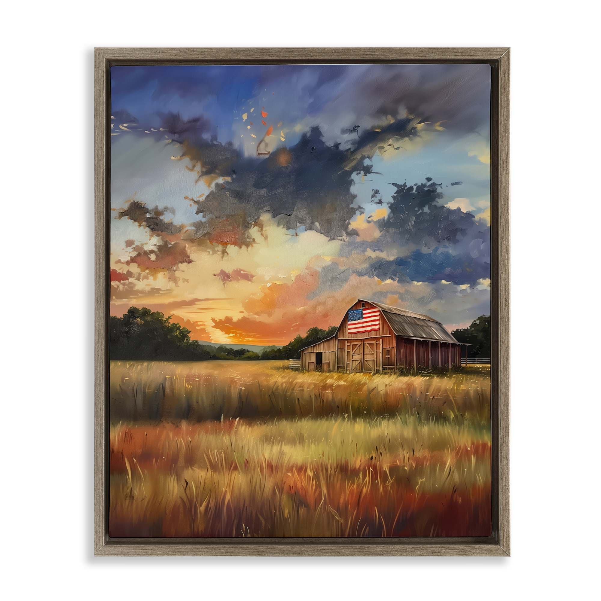 Stupell Industries BT-762-FFE-24X30 American Barn at Sunset Floating Frame design by Arlington Prints