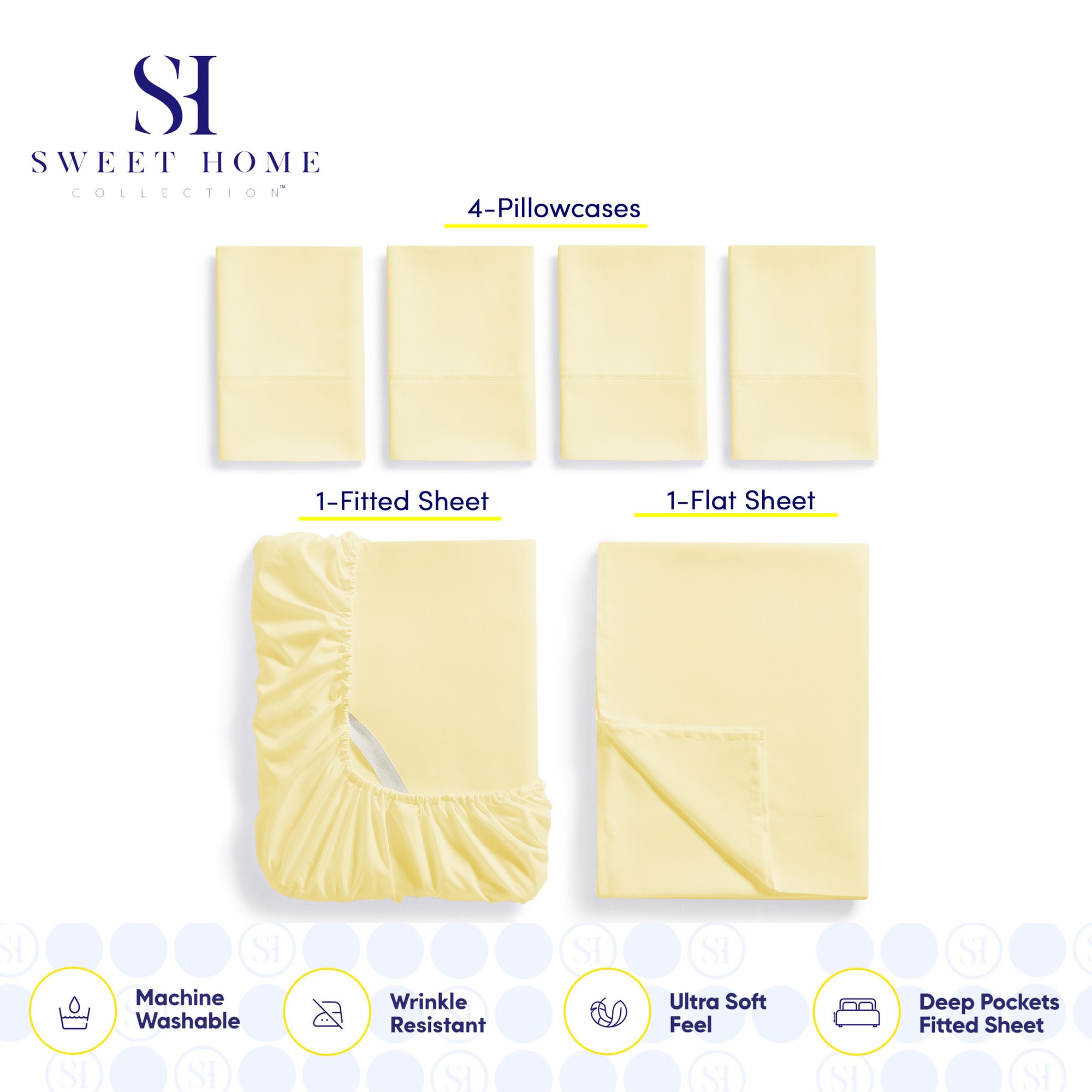 Sweet Home Collection LOW-6P-SH-QN-PYL Sheet-Sets - View #3